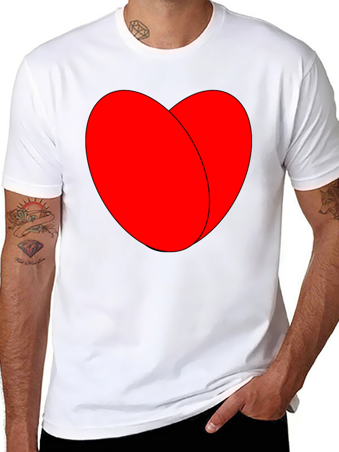 Bold Red Heart Graphic Black T-Shirt
