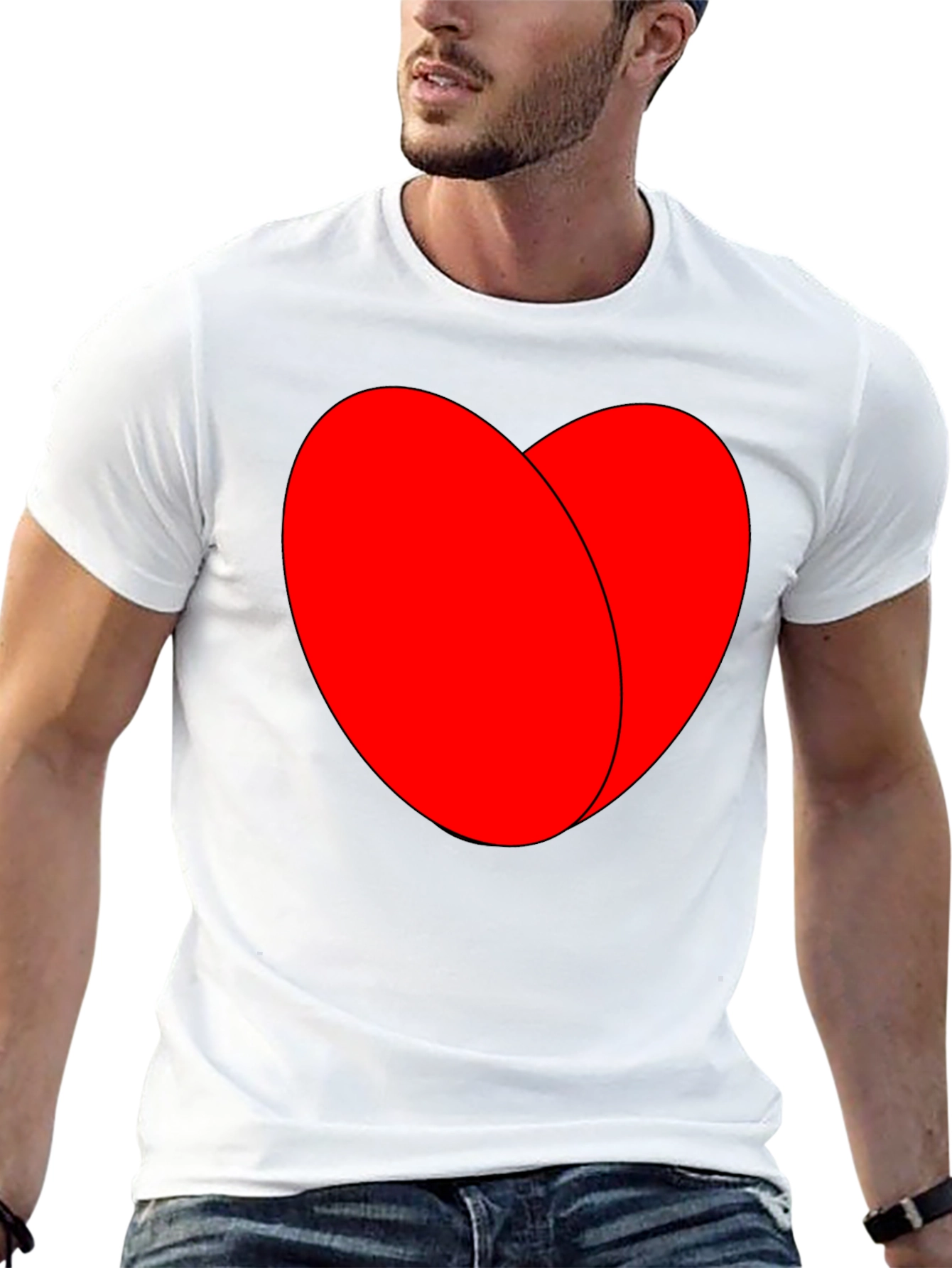 Bold Red Heart Graphic Black T-Shirt