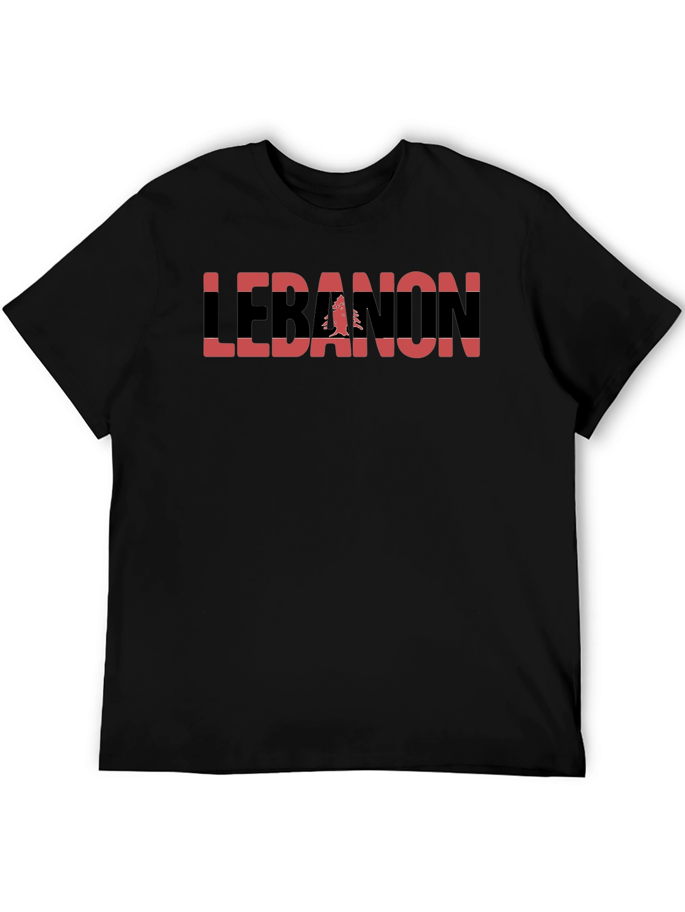 Lebanon Flag Graphic T-Shirt - Black
