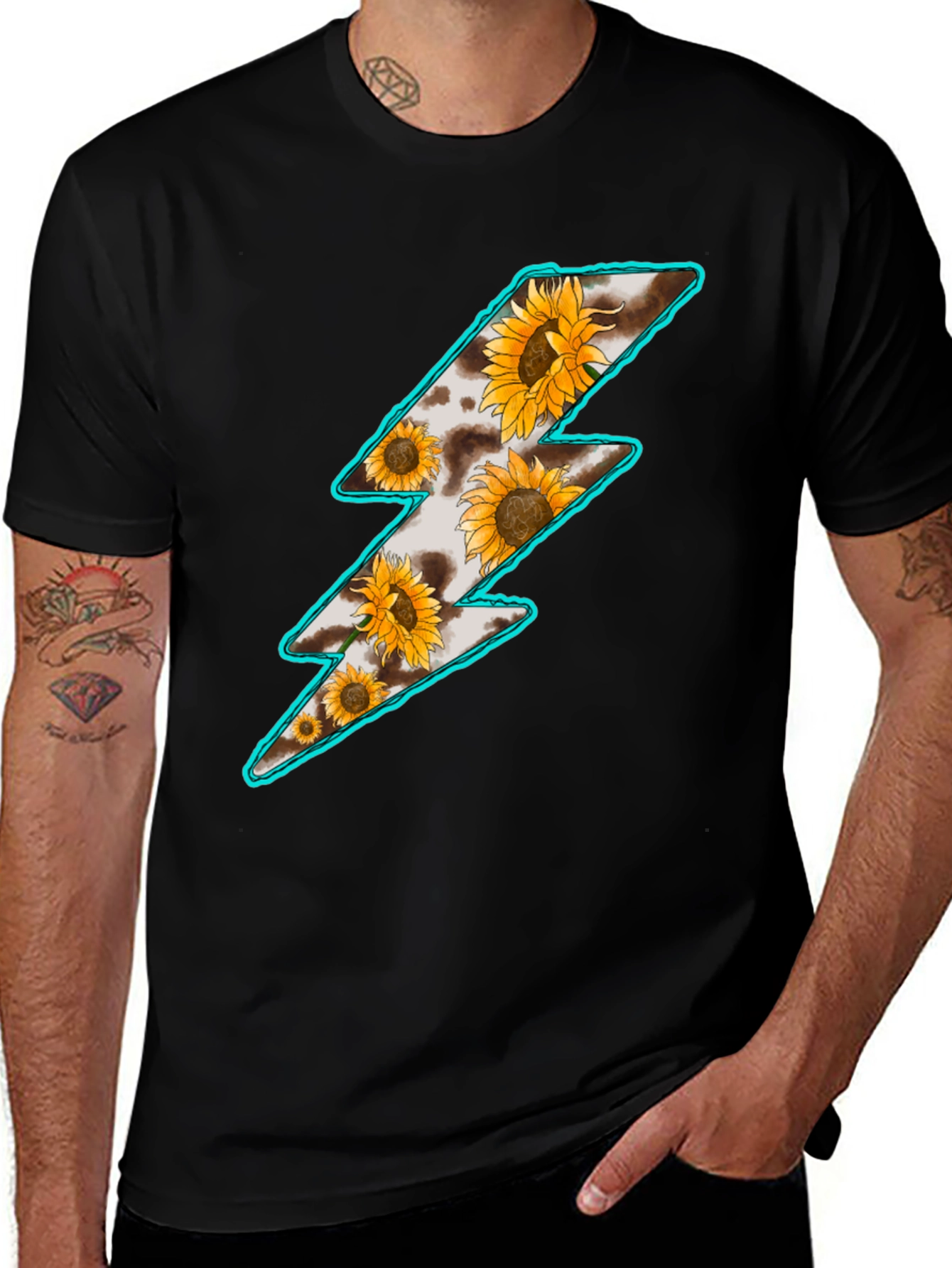 Sunflower Lightning Bolt Graphic T-Shirt