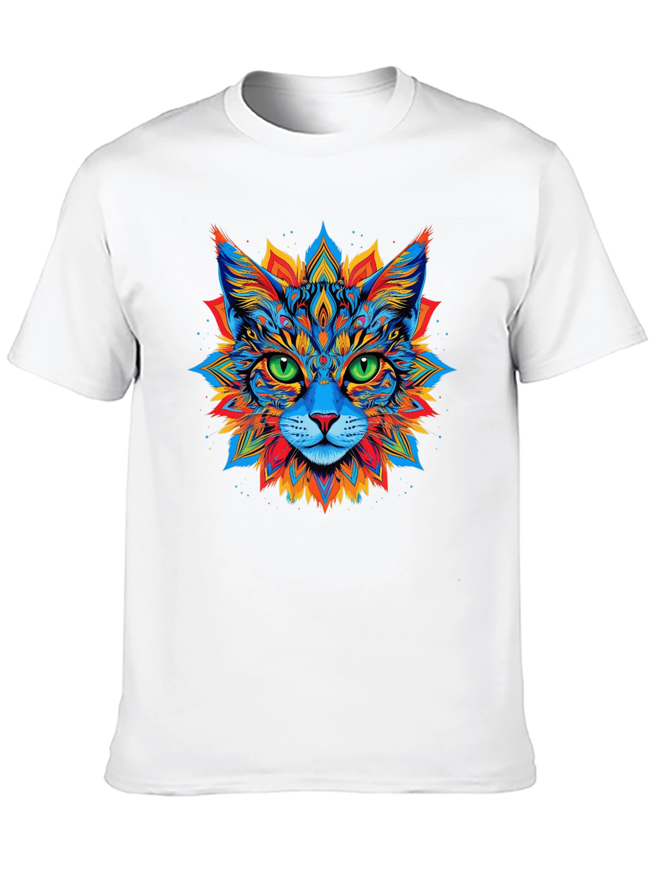 Psychedelic Cat Graphic Tee - Black T-Shirt