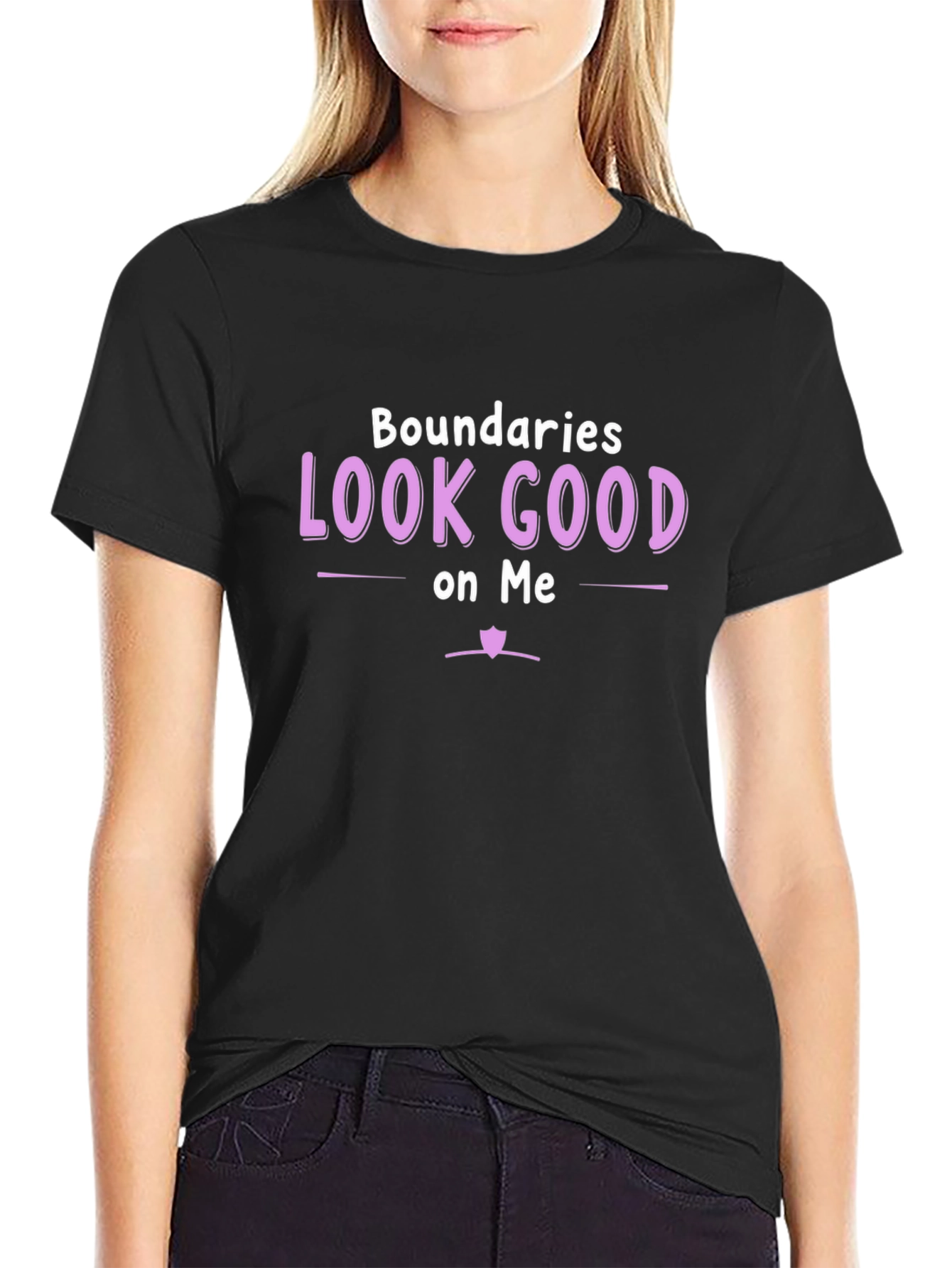 Boundaries Look Good on Me Black T-Shirt