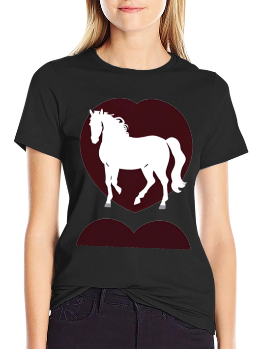 Horse Love Heart T-Shirt - Black
