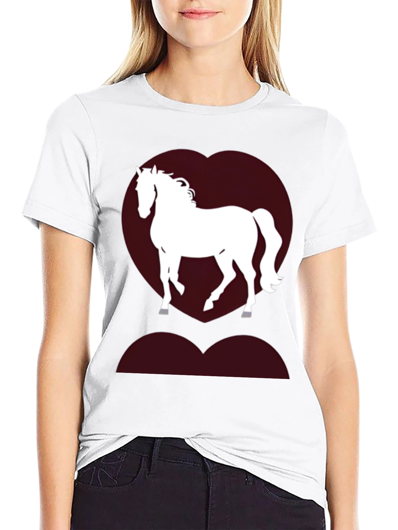 Horse Love Heart T-Shirt - Black