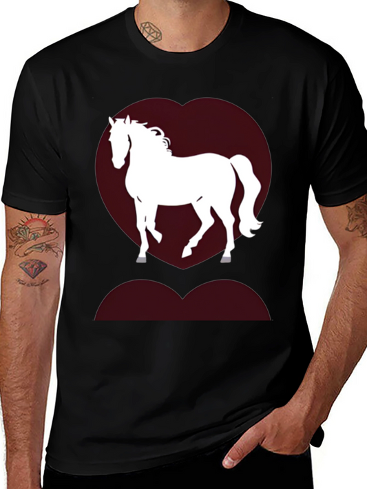 Horse Love Heart T-Shirt - Black