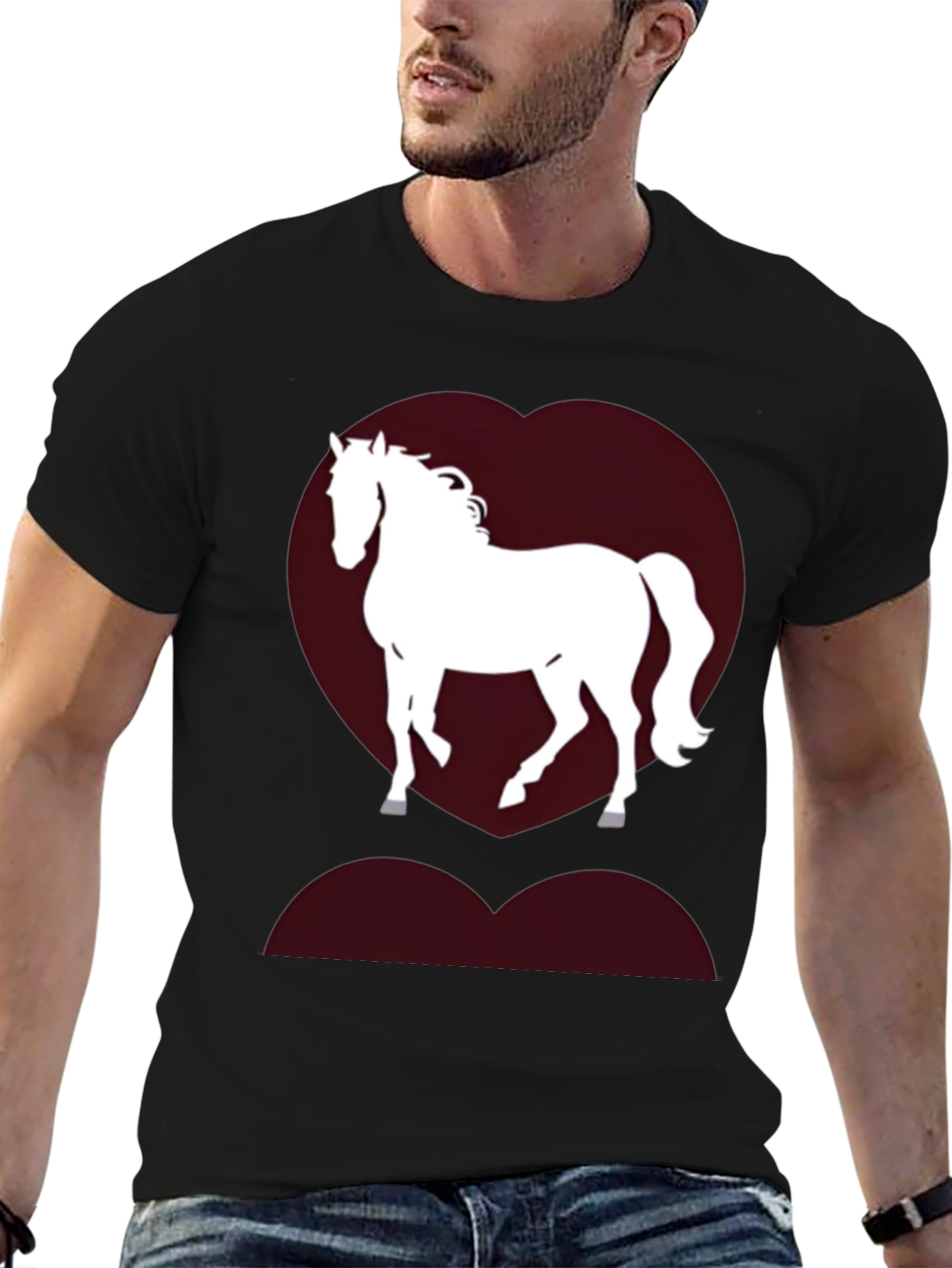 Horse Love Heart T-Shirt - Black