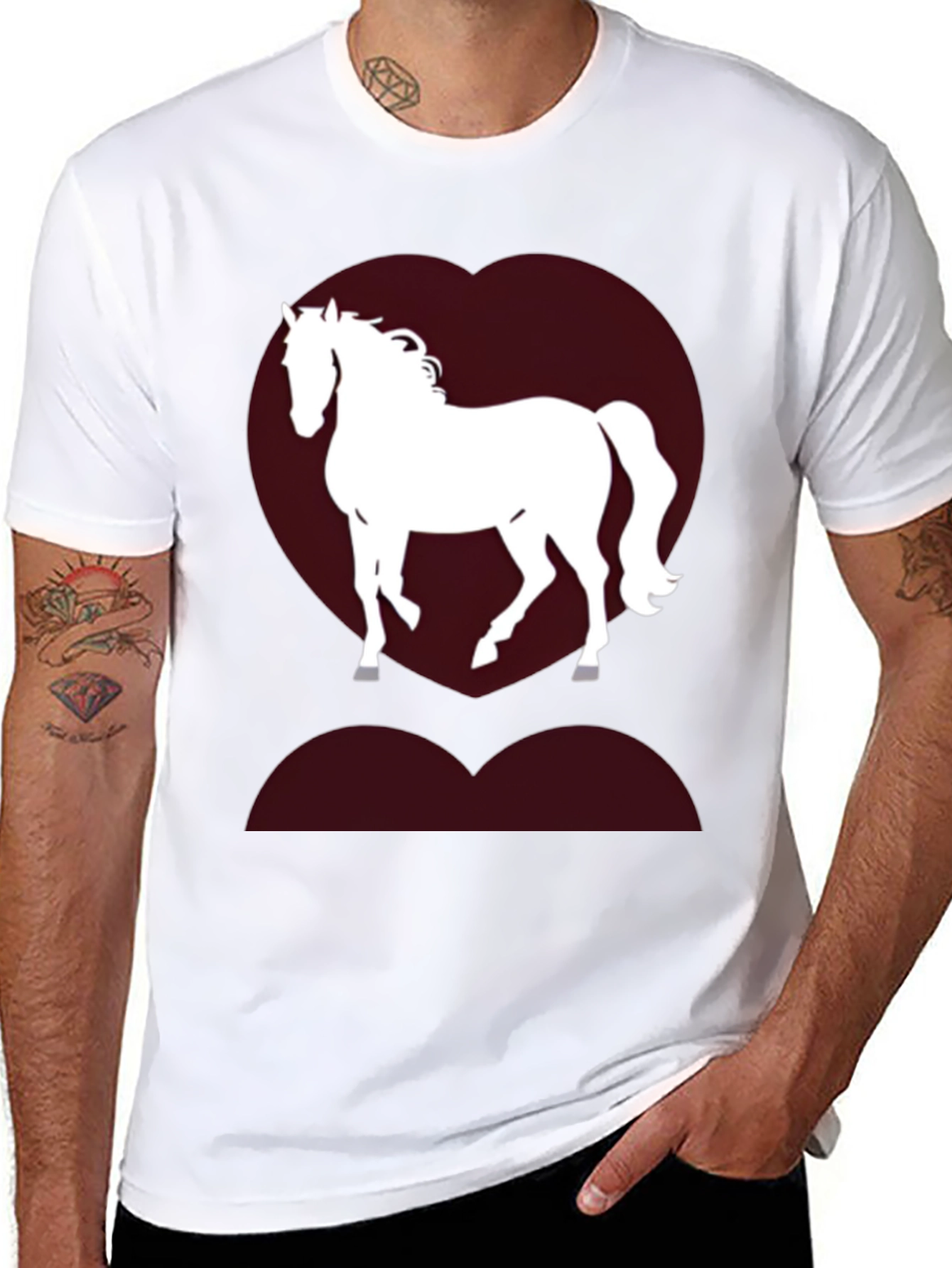 Horse Love Heart T-Shirt - Black