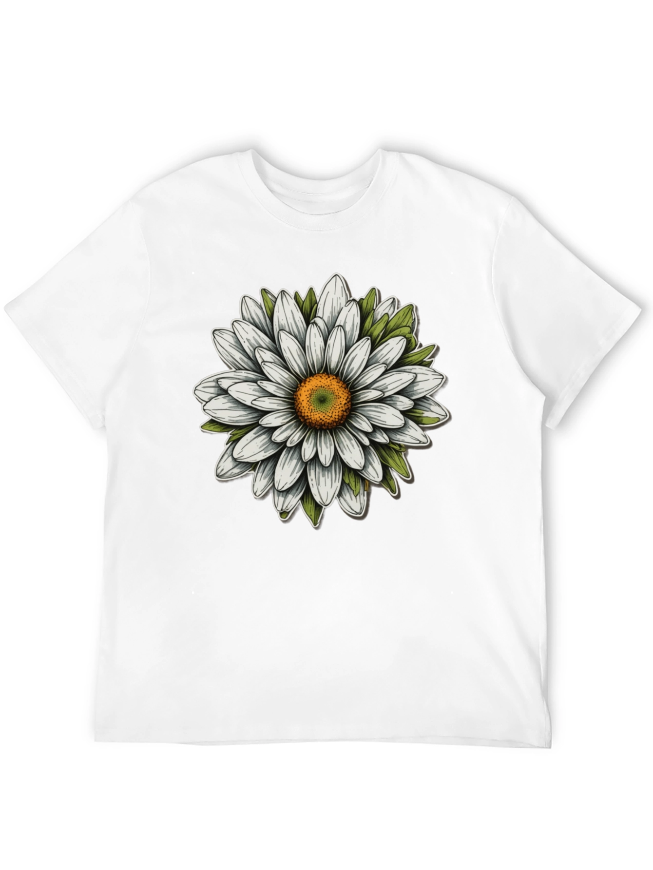 Daisy Flower Graphic Tee - Black Cotton Blend