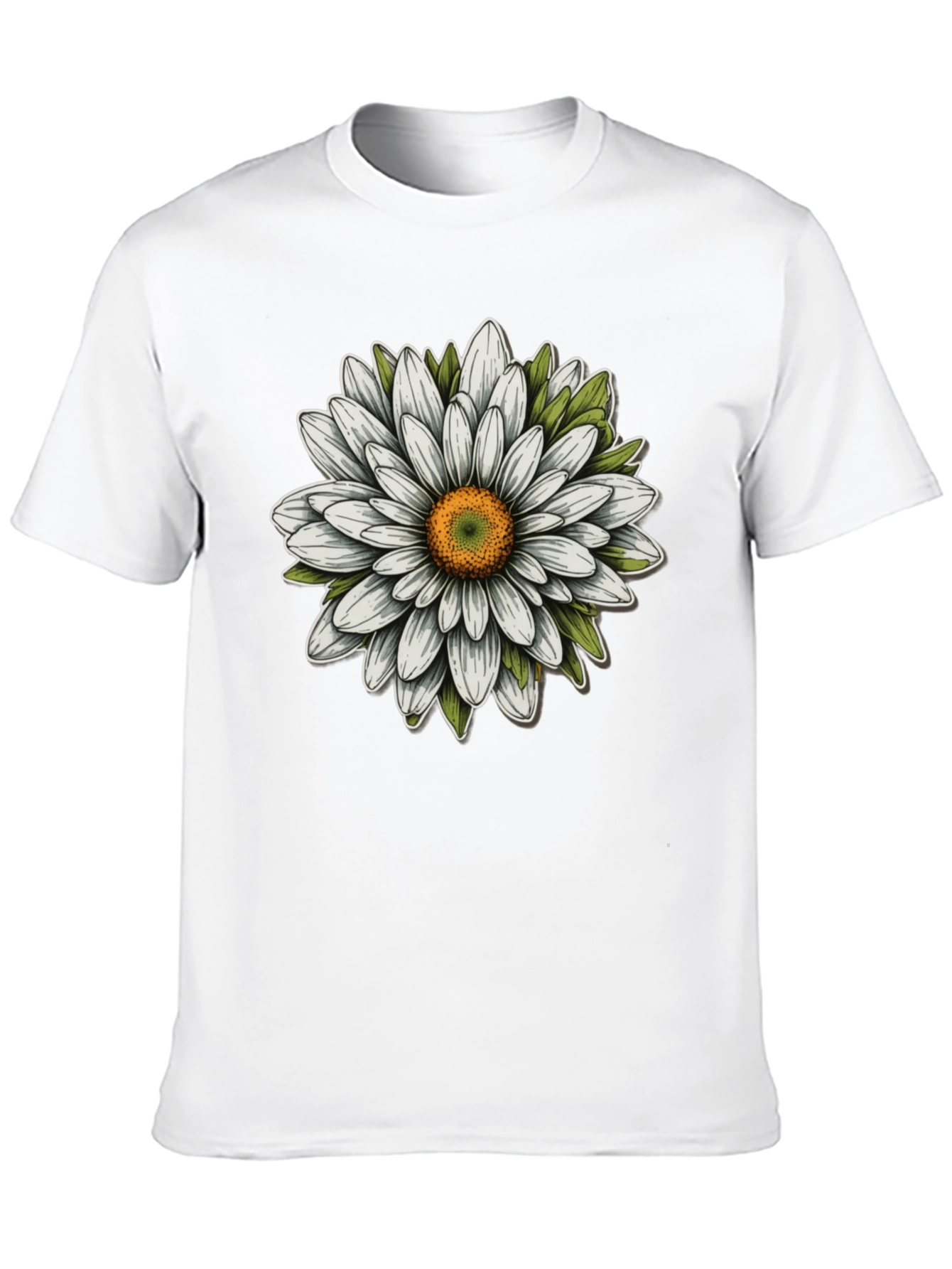 Daisy Flower Graphic Tee - Black Cotton Blend