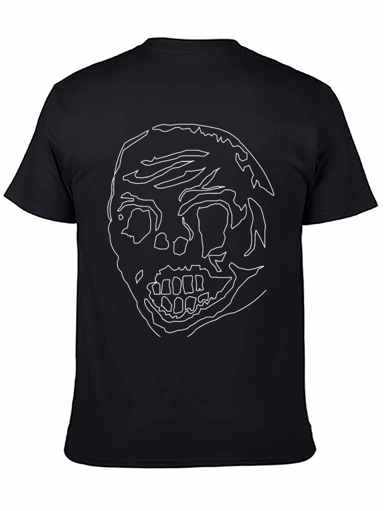 Abstract Skull Graphic Tee - Black Cotton Casual Shirt