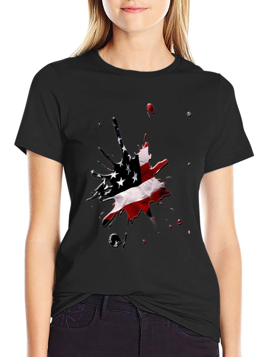 American Flag Splash Black T-Shirt