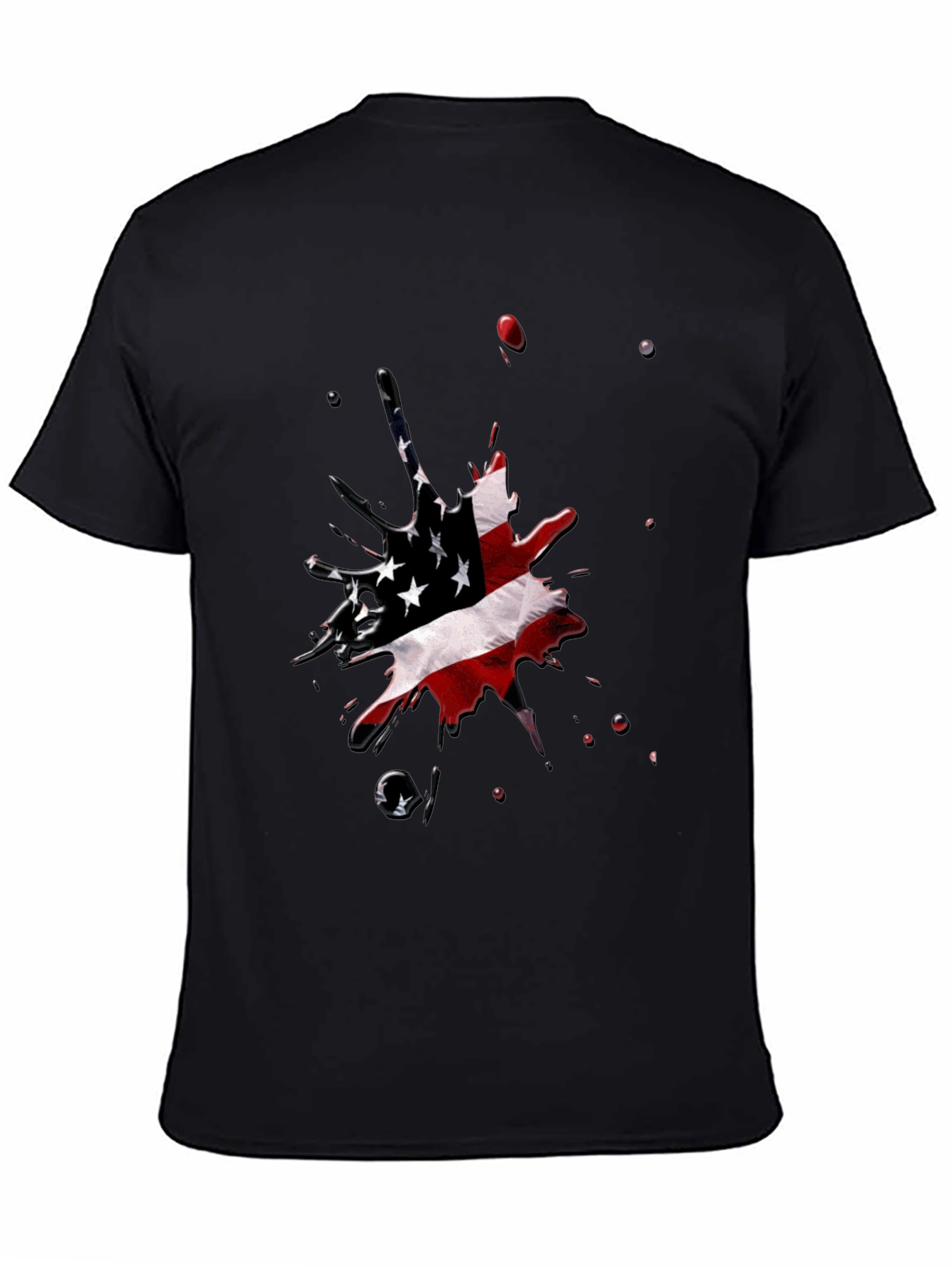 American Flag Splash Black T-Shirt