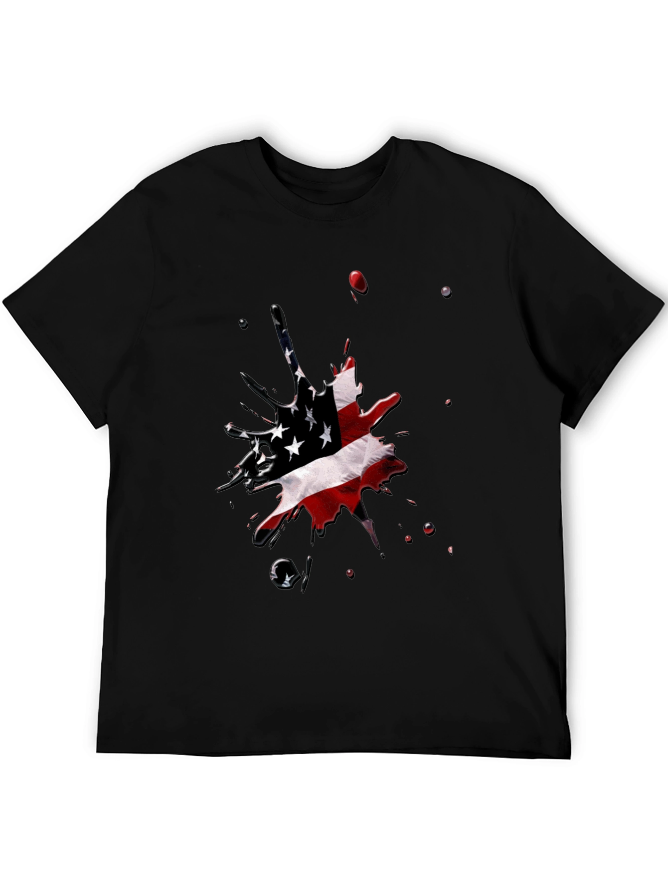 American Flag Splash Black T-Shirt