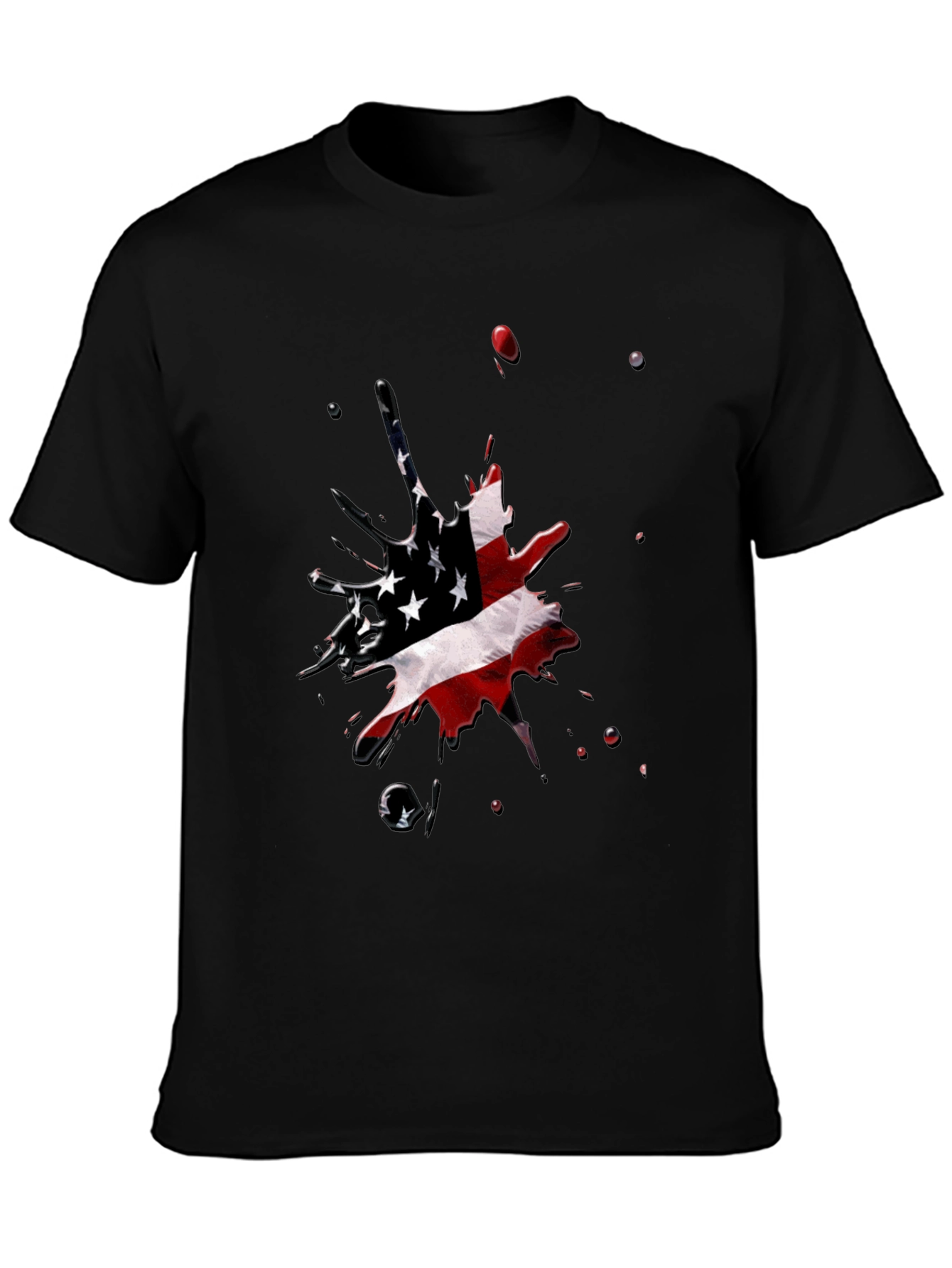 American Flag Splash Black T-Shirt