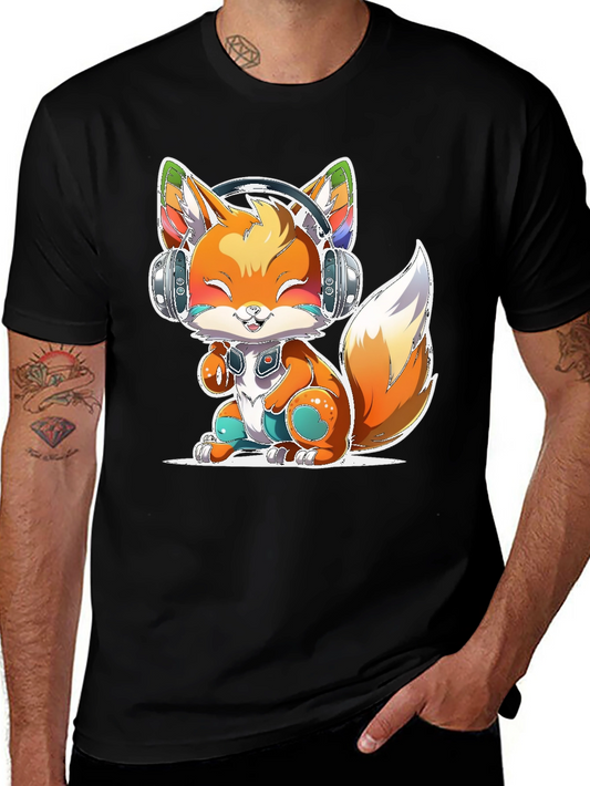 Cute Fox with Headphones T-Shirt