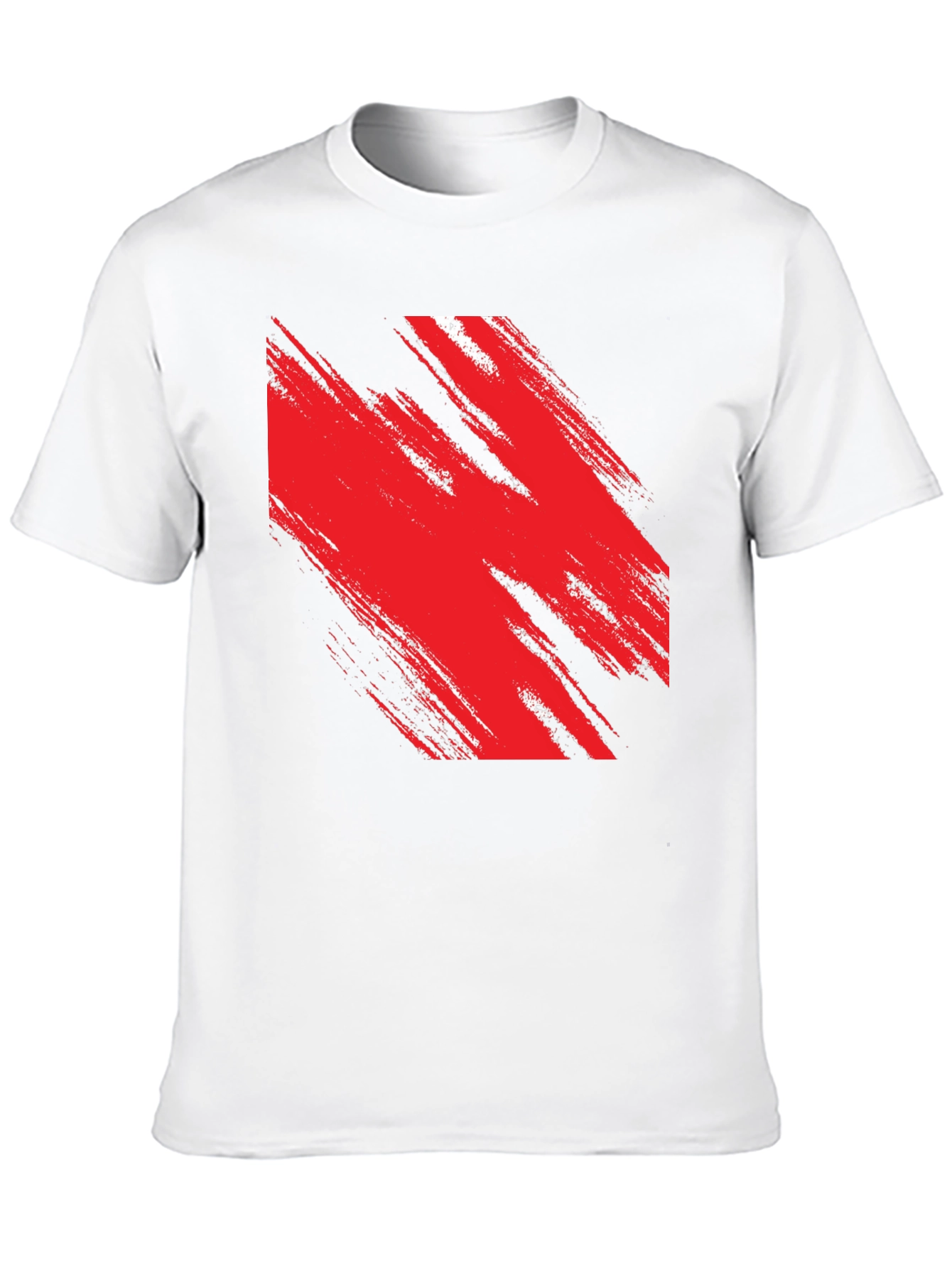 Abstract Red Brushstroke Graphic Black Tee