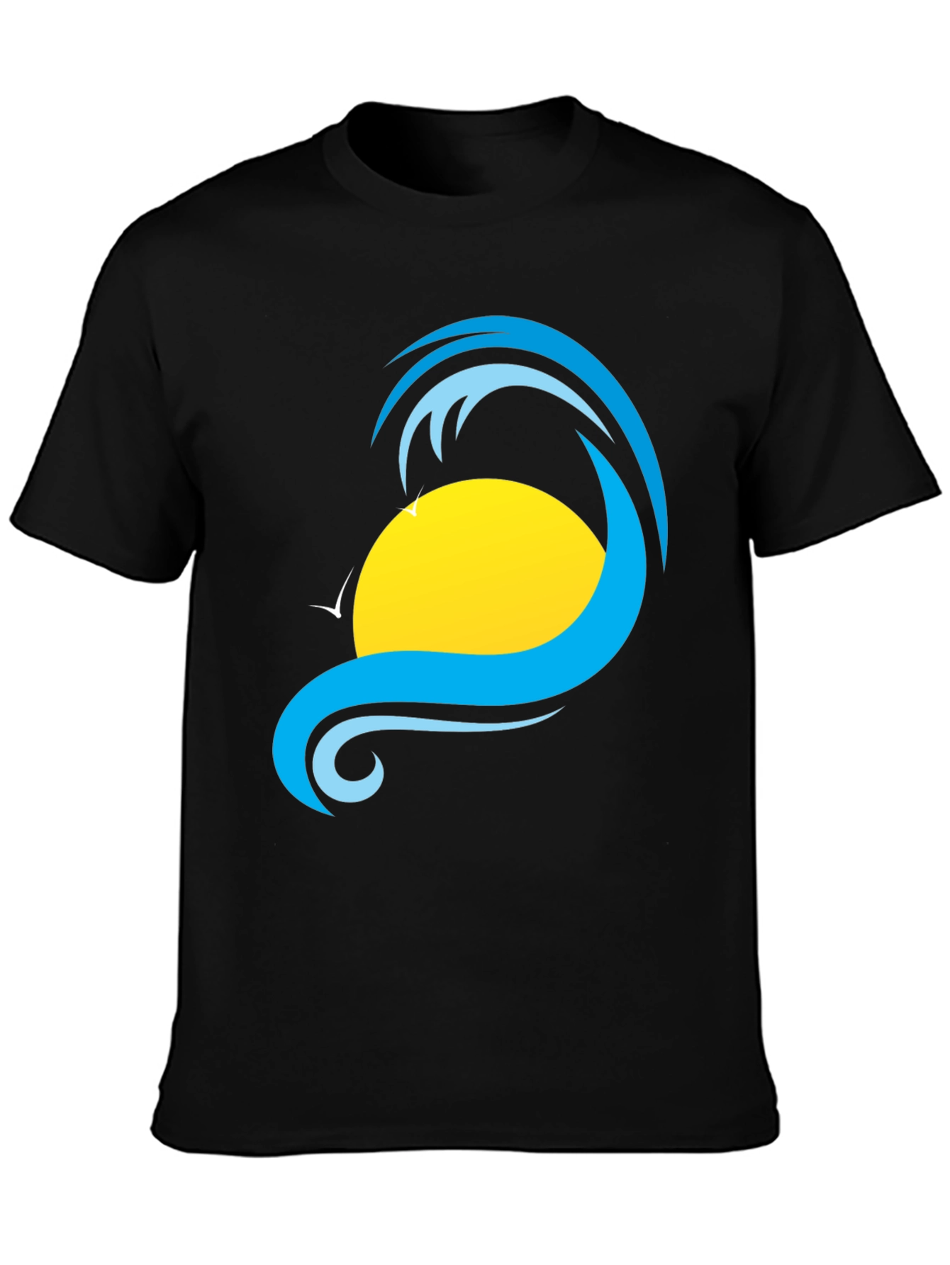 Wave & Sun Graphic Tee - Black T-Shirt