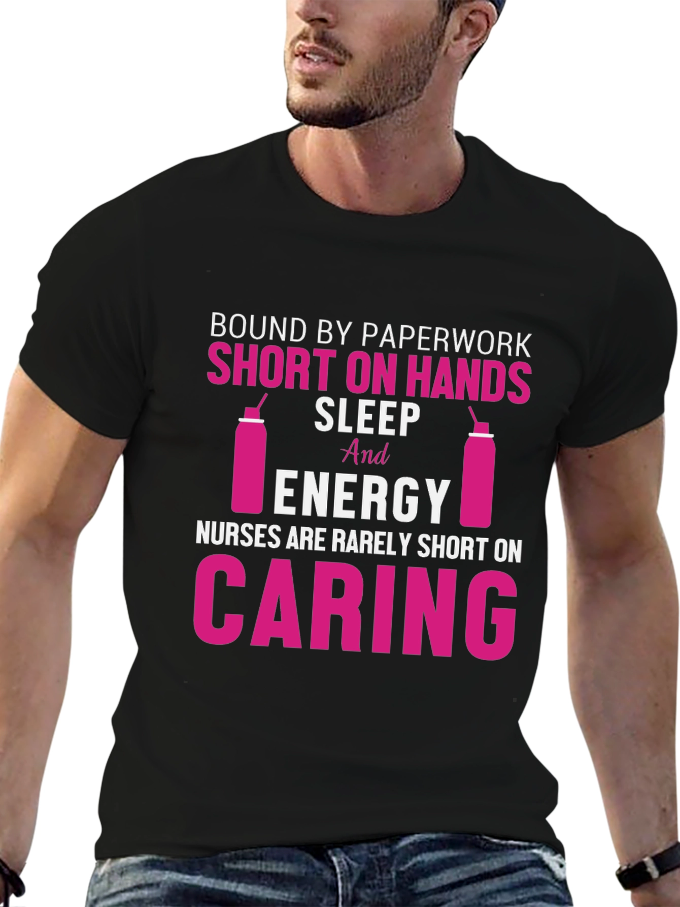 Nurse T-Shirt: Short on Hands Caring Design