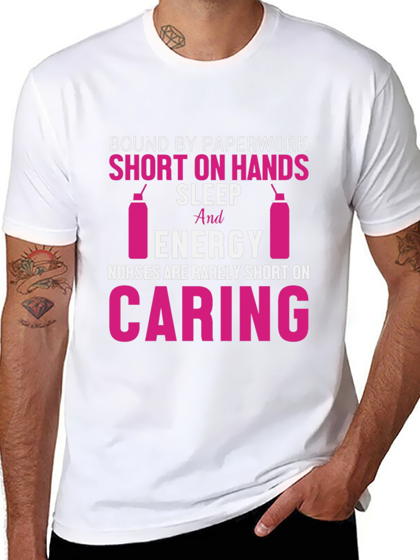 Nurse T-Shirt: Short on Hands Caring Design