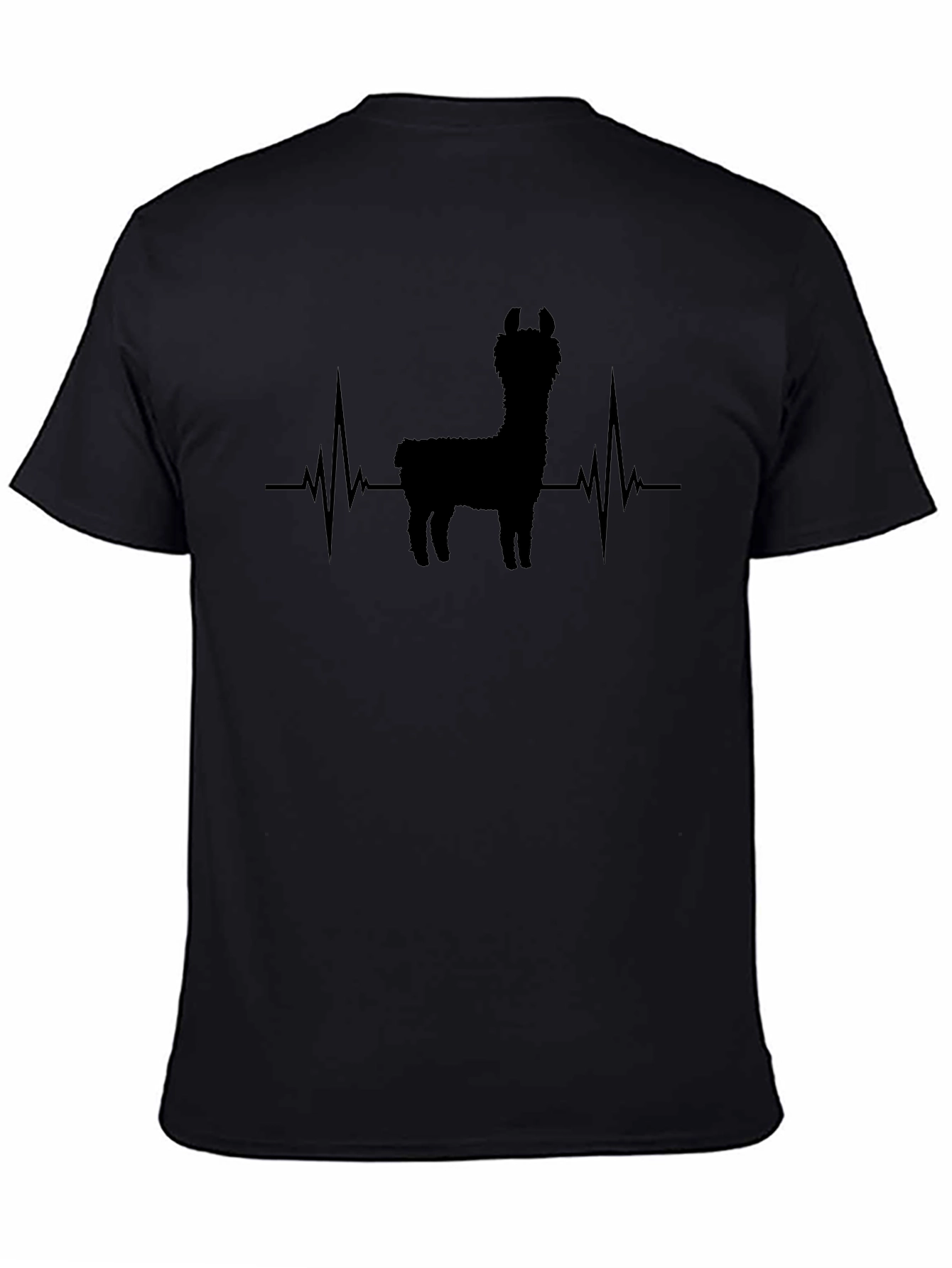Llama Heartbeat Graphic Tee - Mens Black T-Shirt