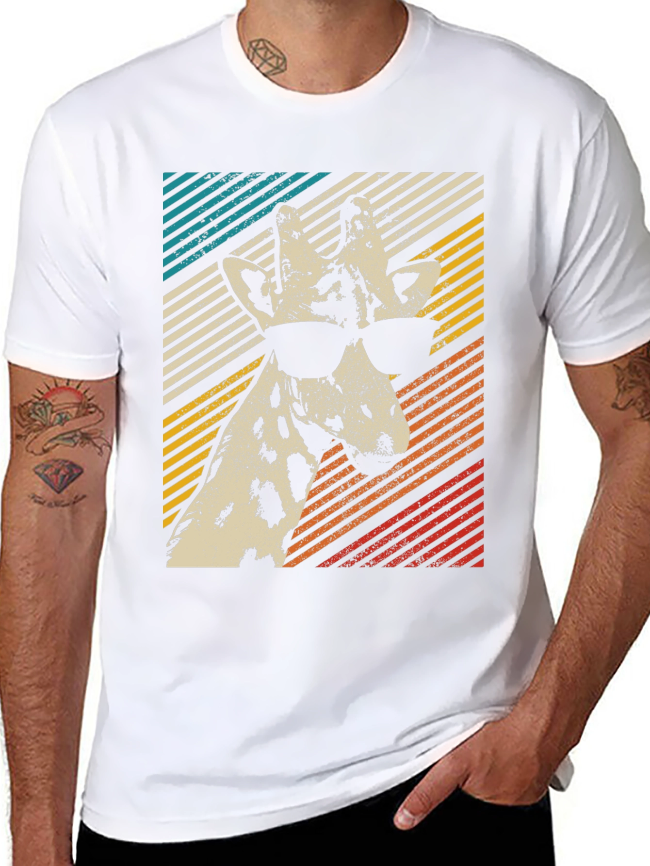 Cool Giraffe Retro Style T-Shirt