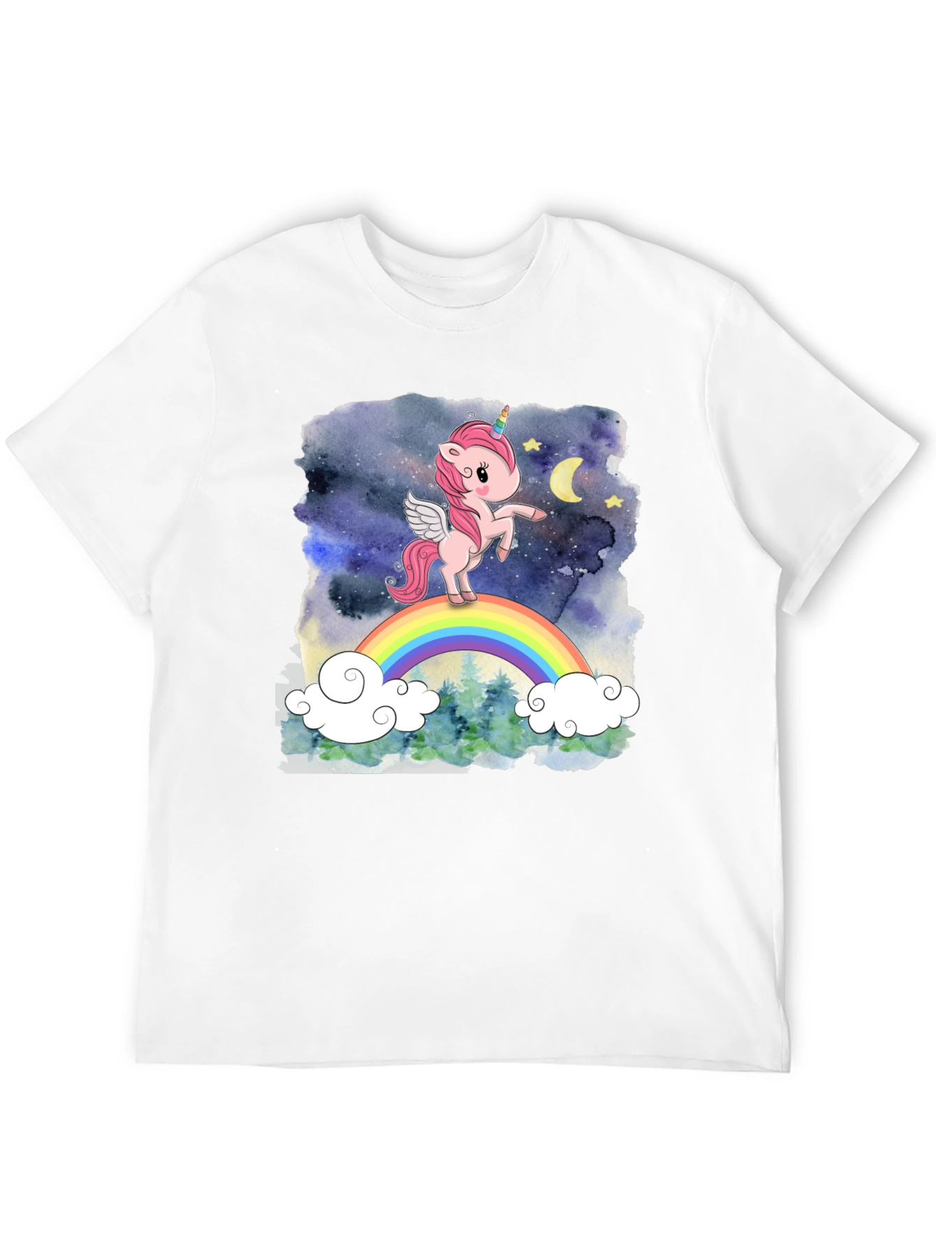 Unicorn Rainbow Graphic T-Shirt - Black