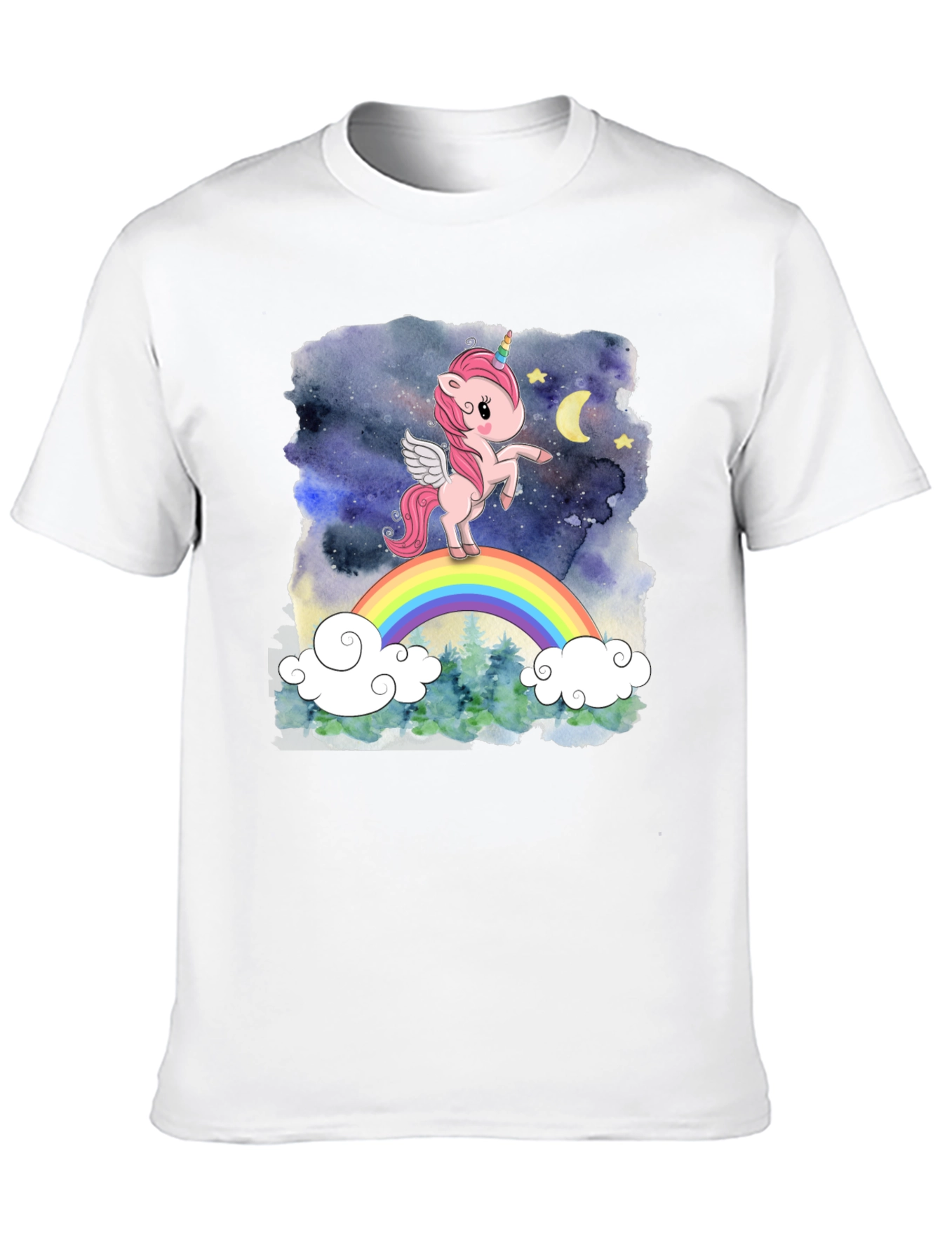 Unicorn Rainbow Graphic T-Shirt - Black
