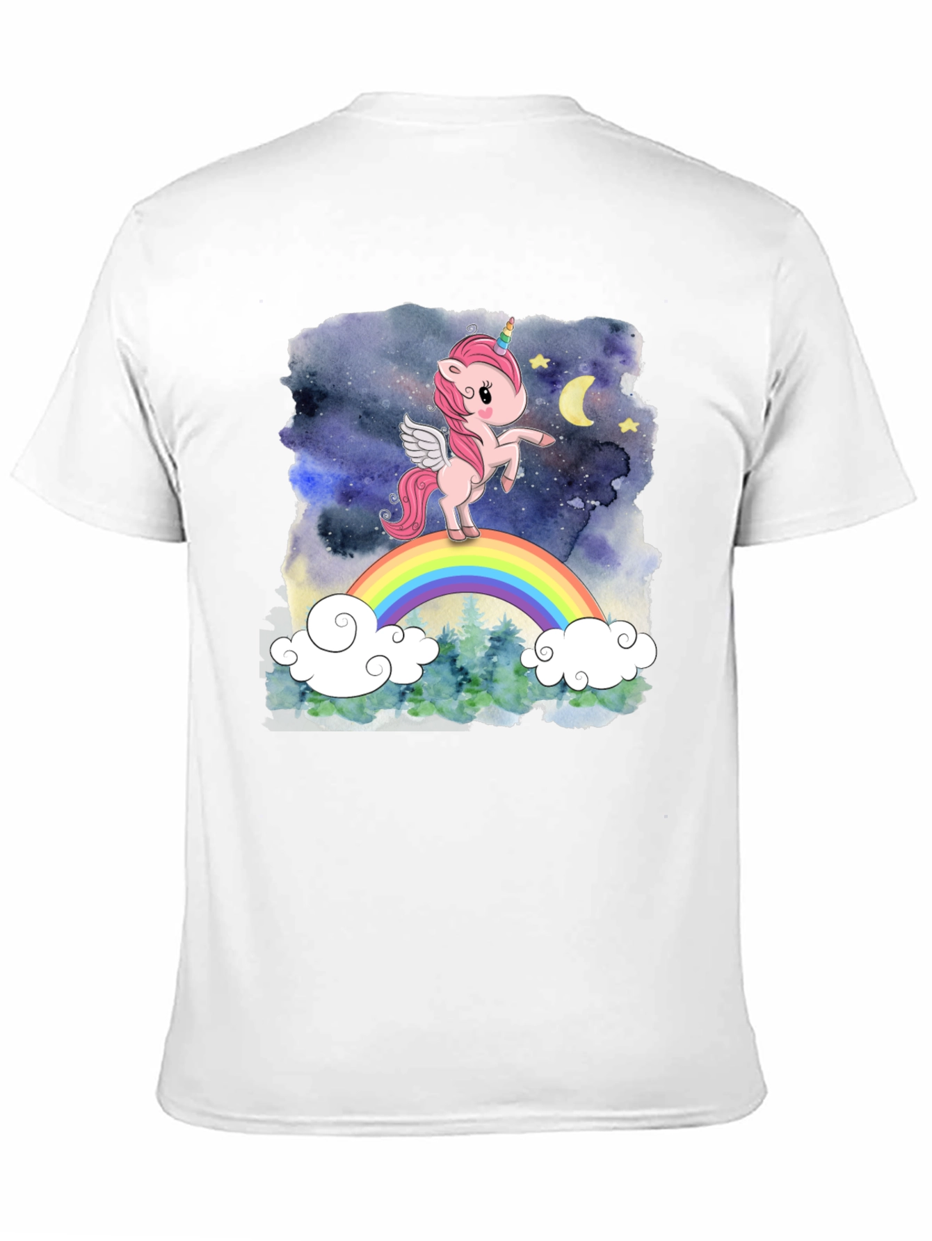 Unicorn Rainbow Graphic T-Shirt - Black