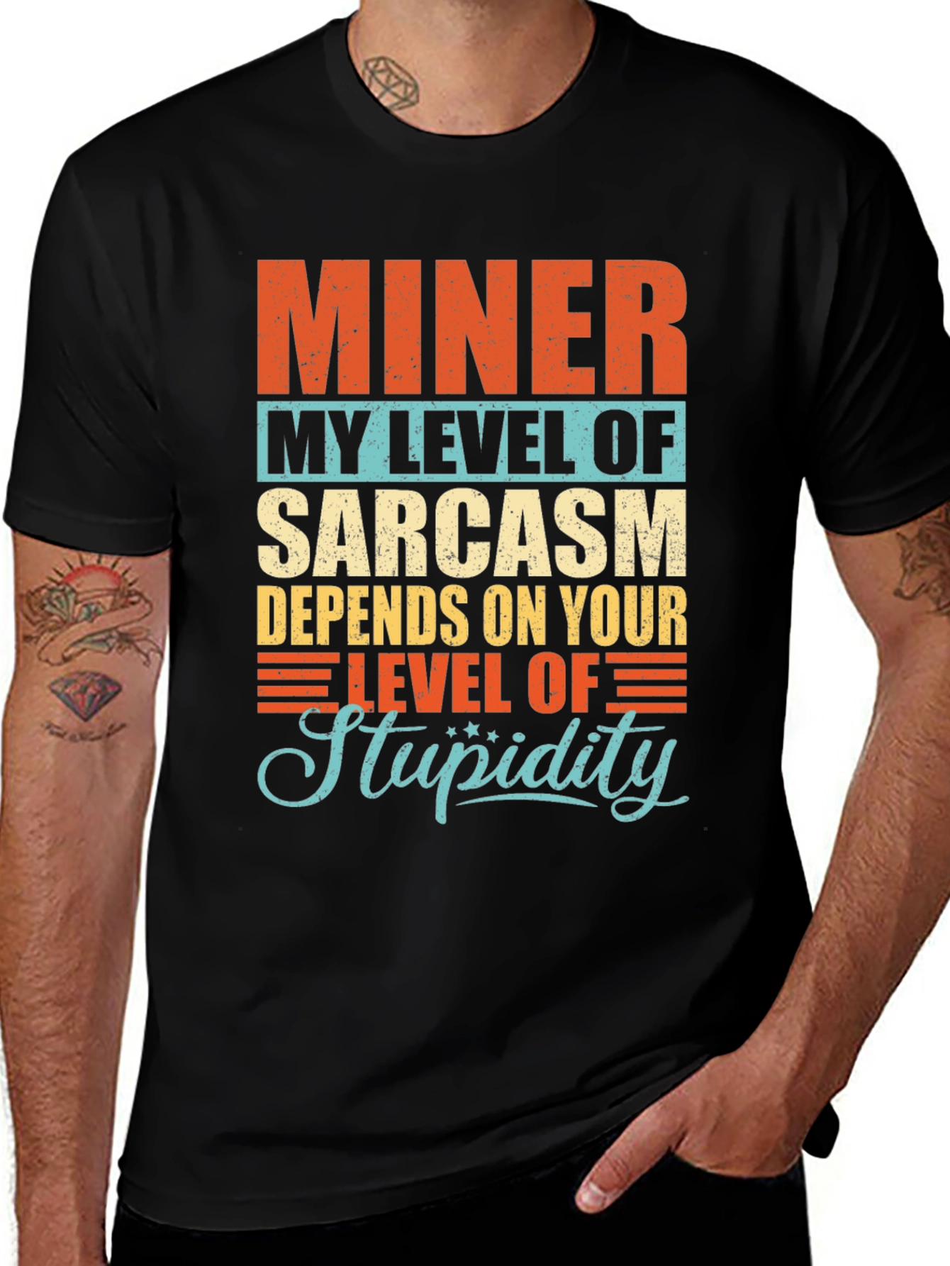 Miner Sarcasm Level Mens Graphic T-Shirt