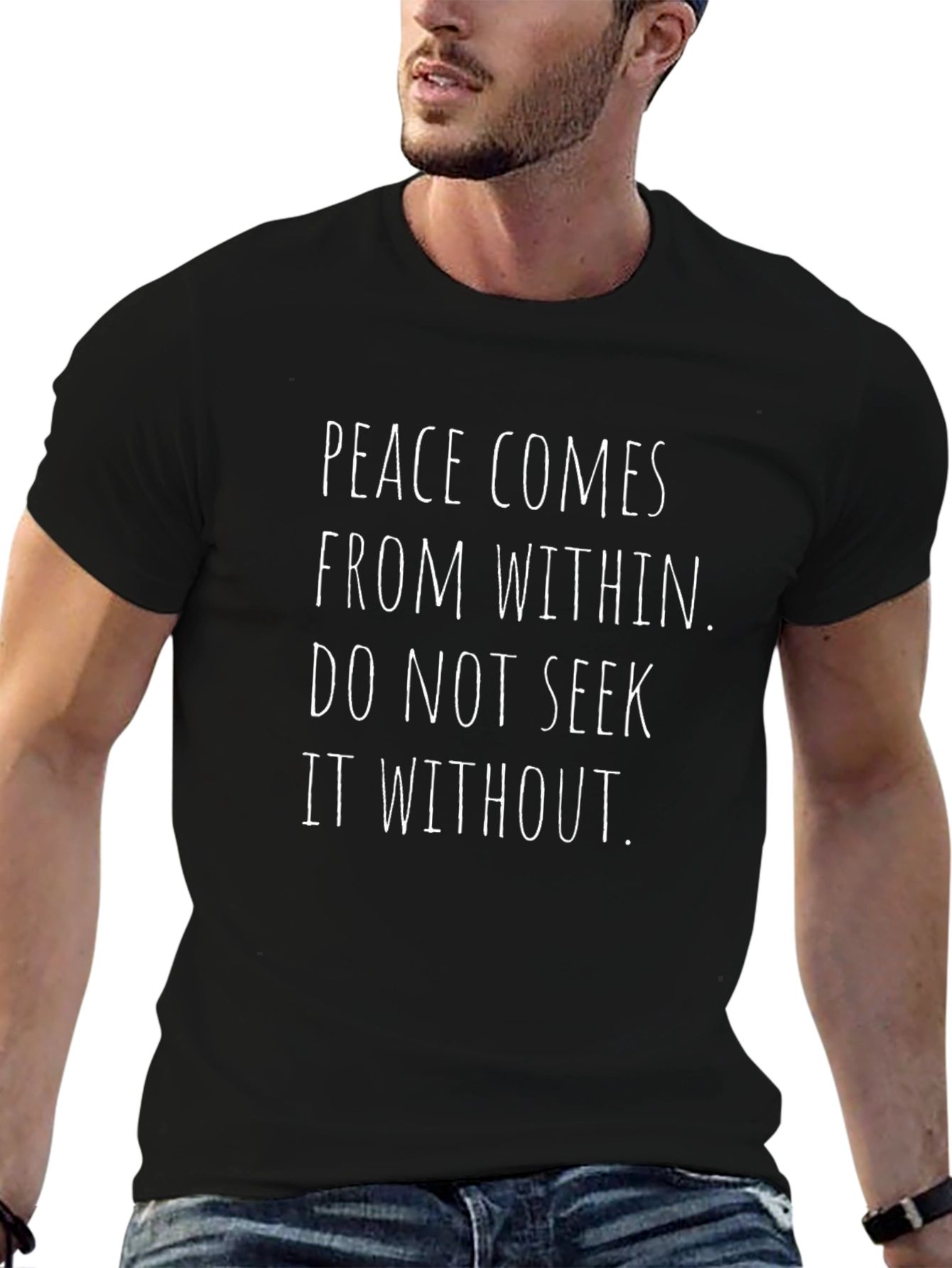 Peace Within Graphic Tee - Black Crew Neck T-Shirt