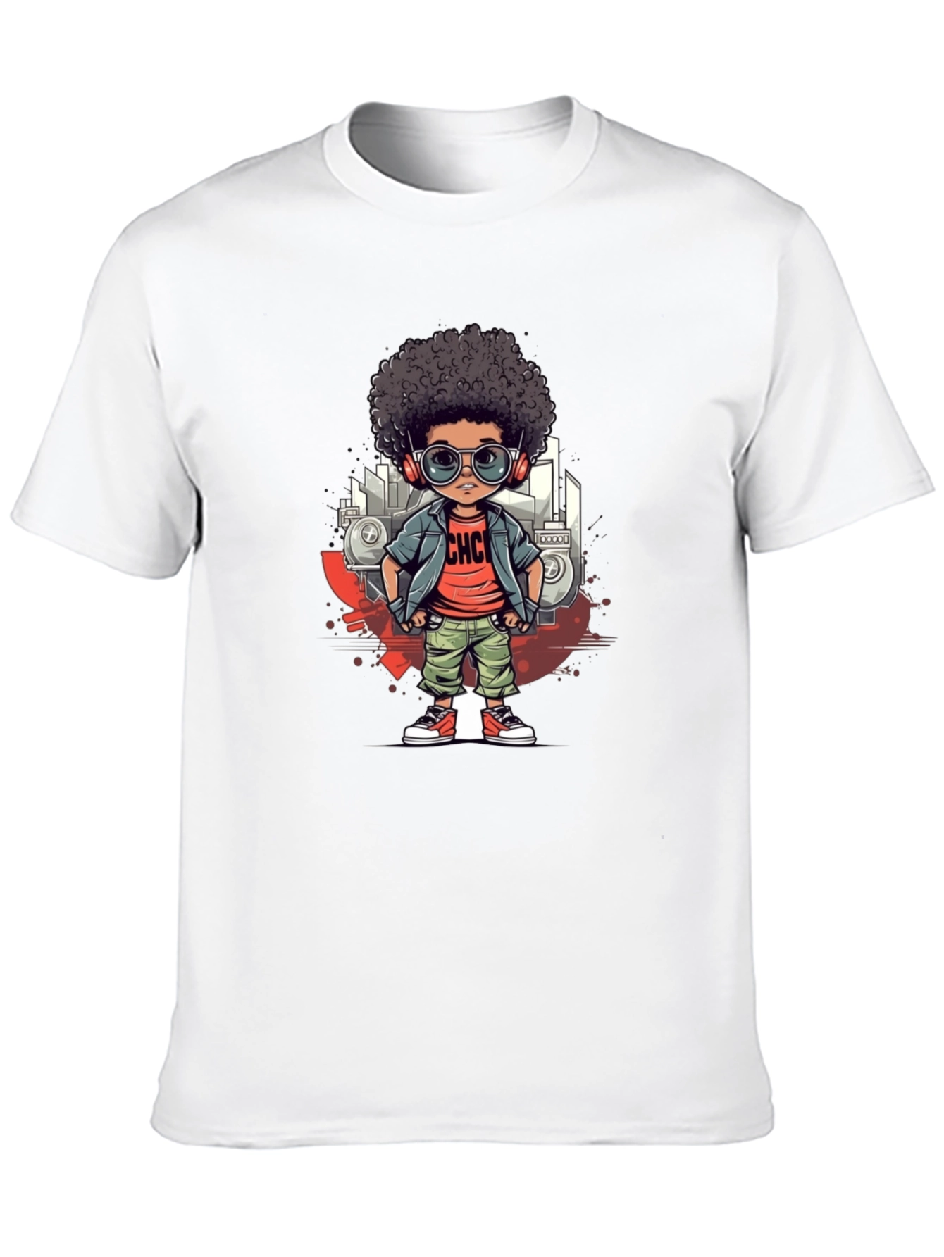 Cool Cartoon Kid Graphic Tee - Black