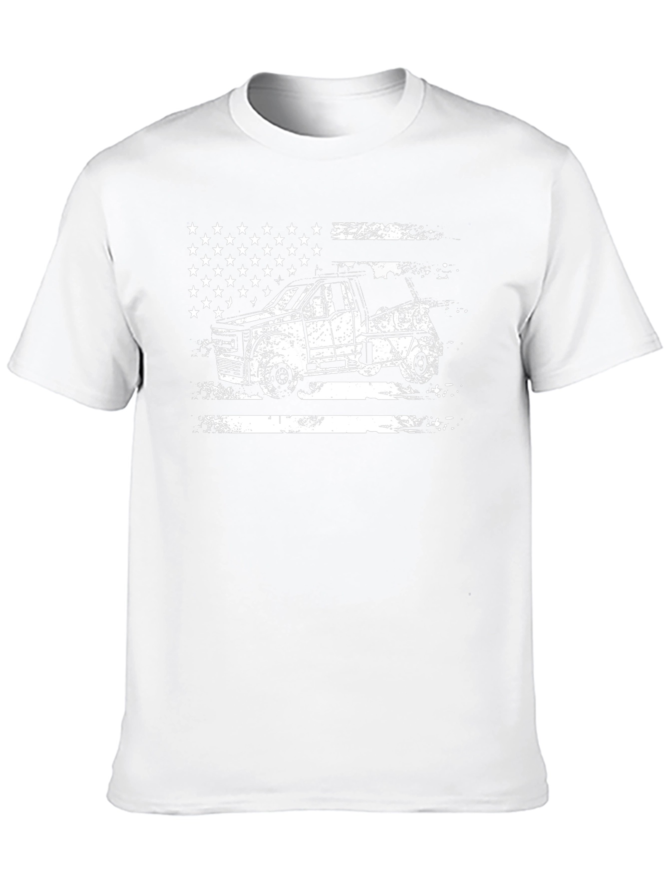 American Flag Tow Truck Black T-Shirt
