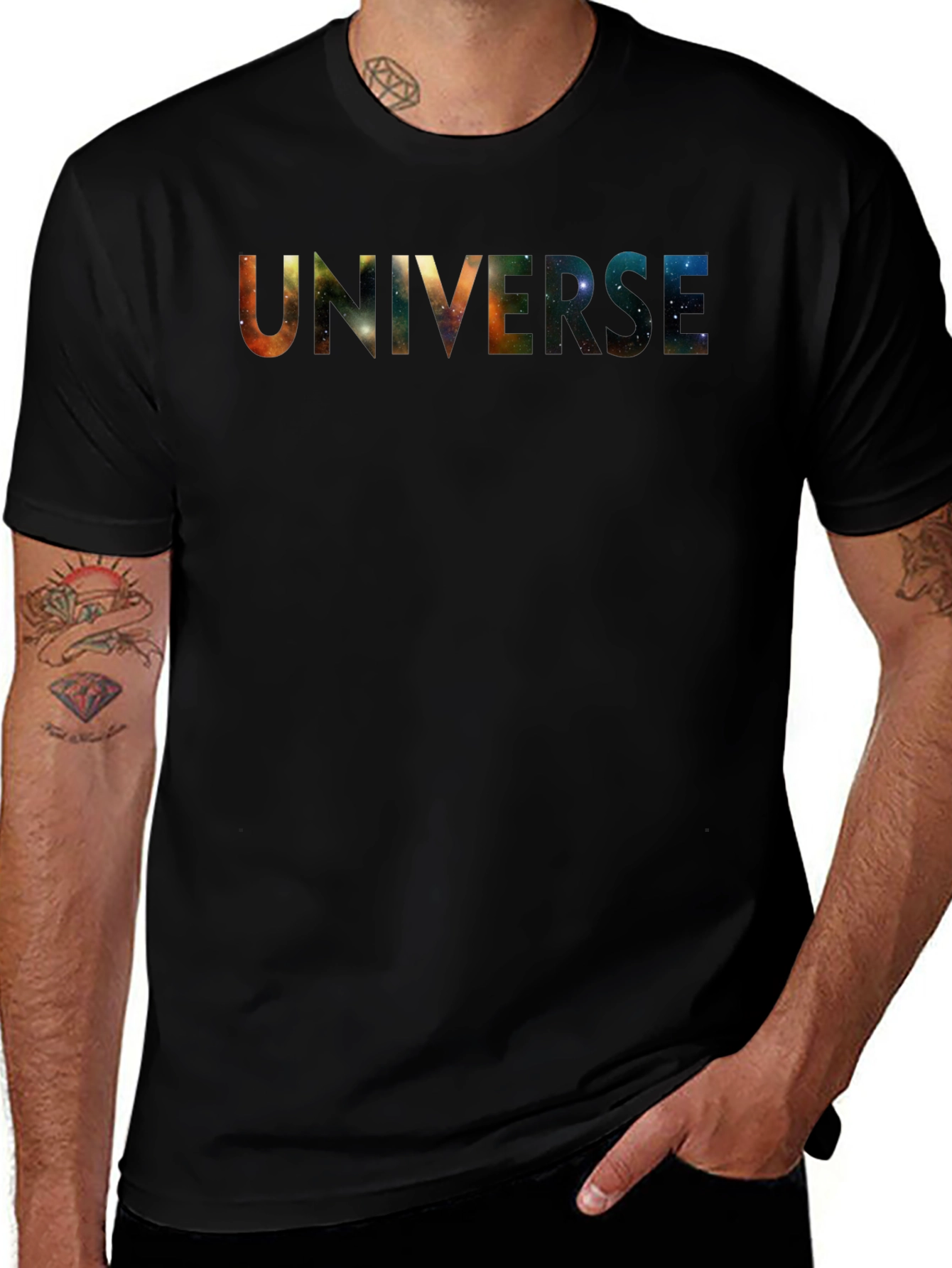 Universe Galaxy Graphic Black T-Shirt