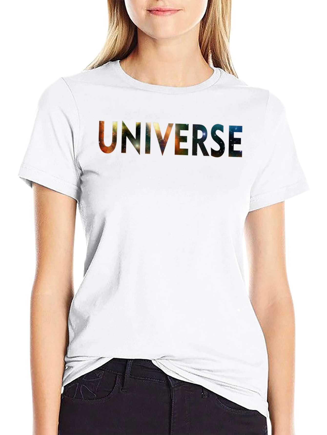 Universe Galaxy Graphic Black T-Shirt