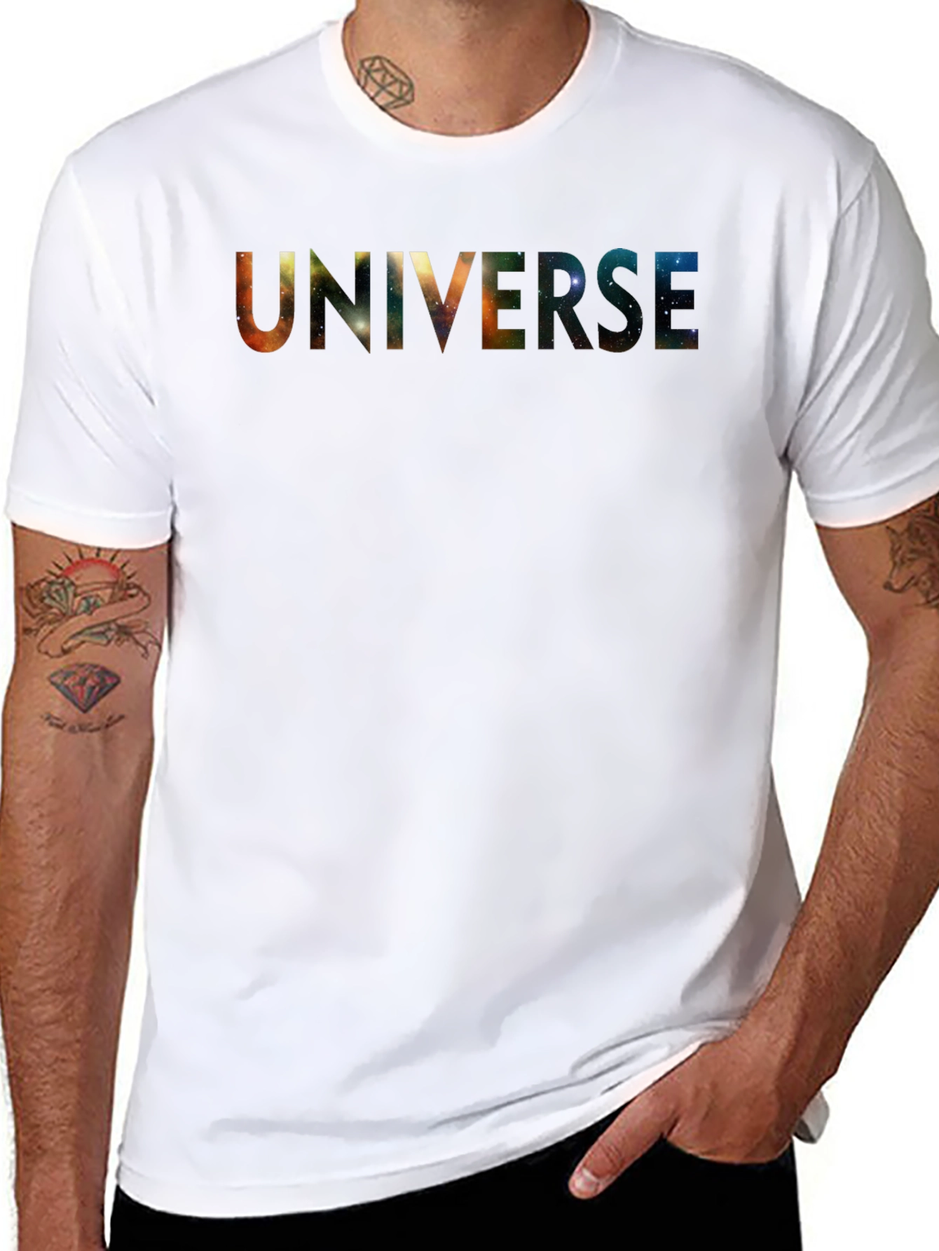 Universe Galaxy Graphic Black T-Shirt