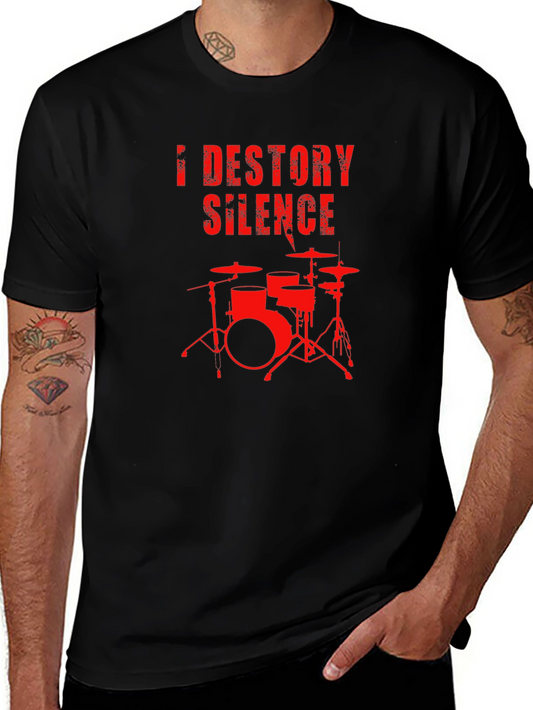Destroy Silence Drum Set Graphic T-Shirt