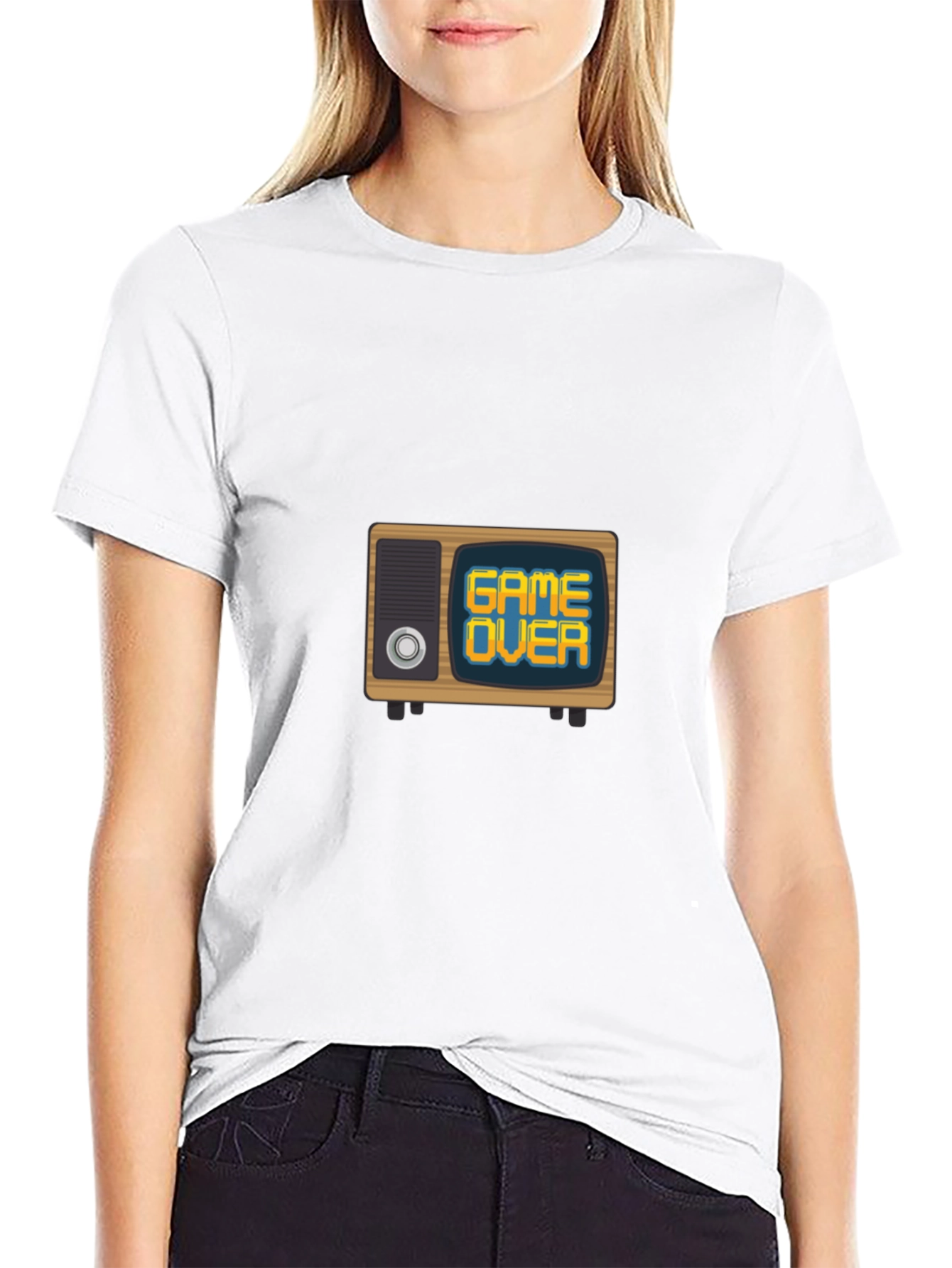 Game Over Retro TV Mens Black Graphic Tee