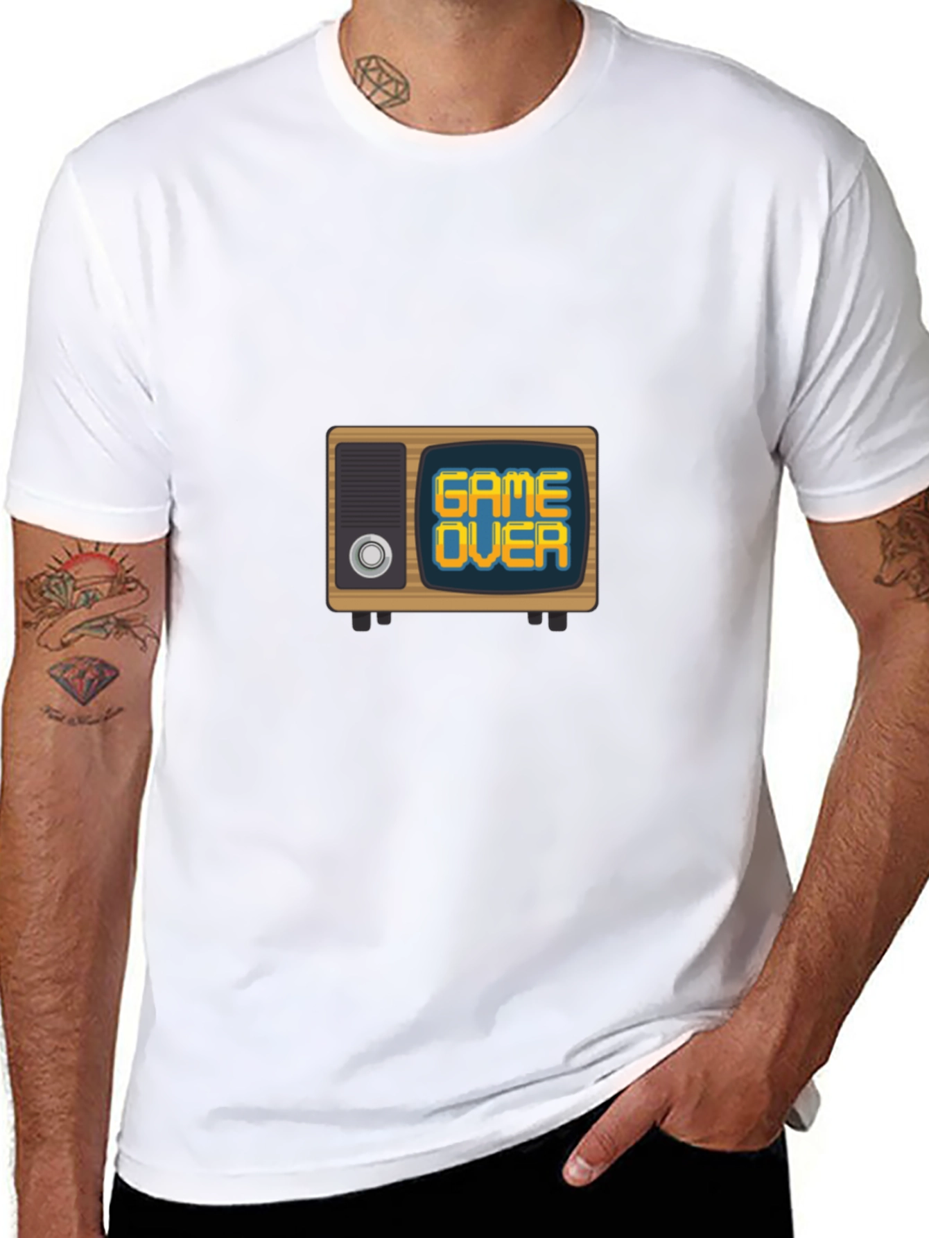 Game Over Retro TV Mens Black Graphic Tee