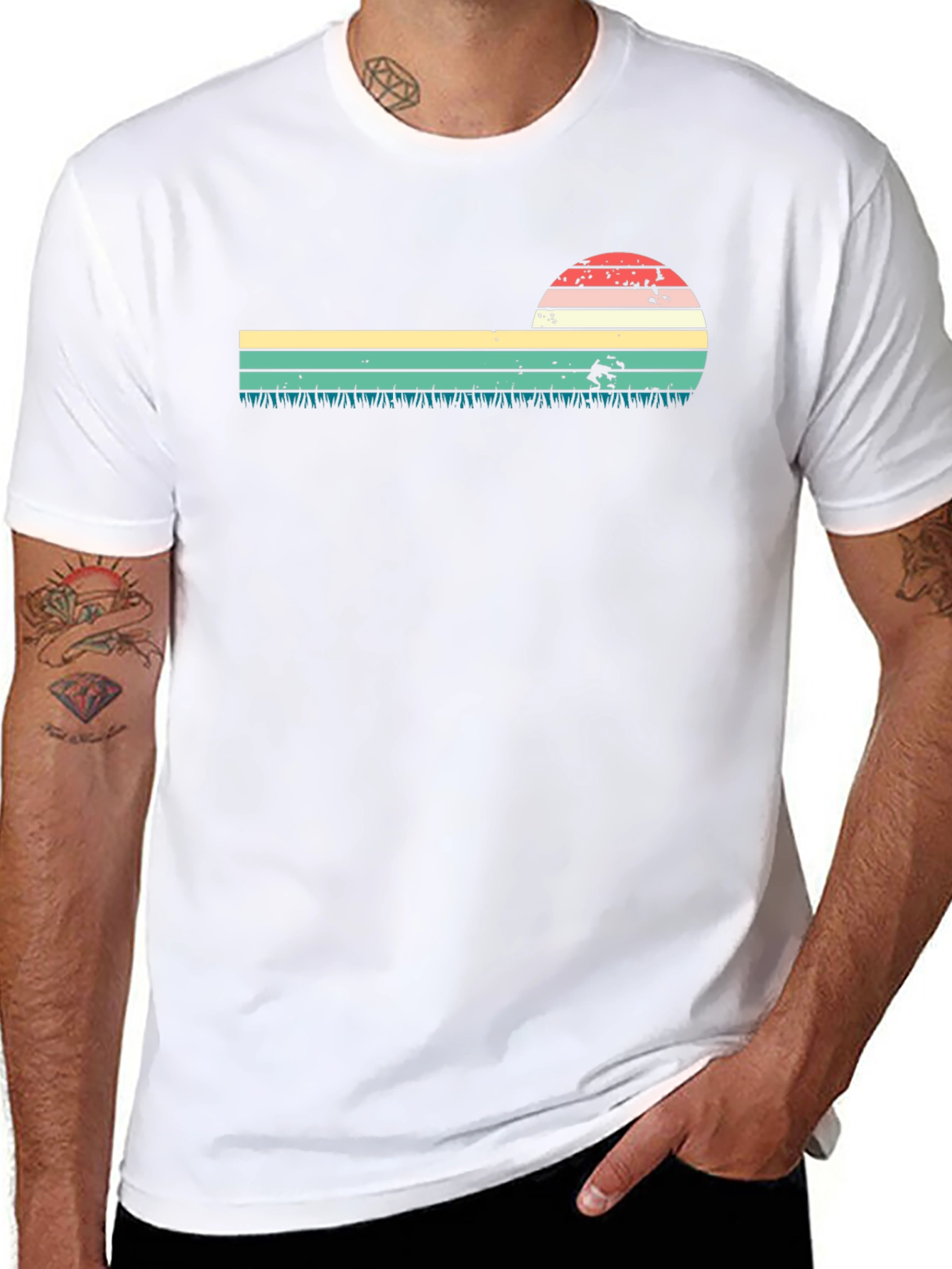 Retro Sunset Black T-Shirt