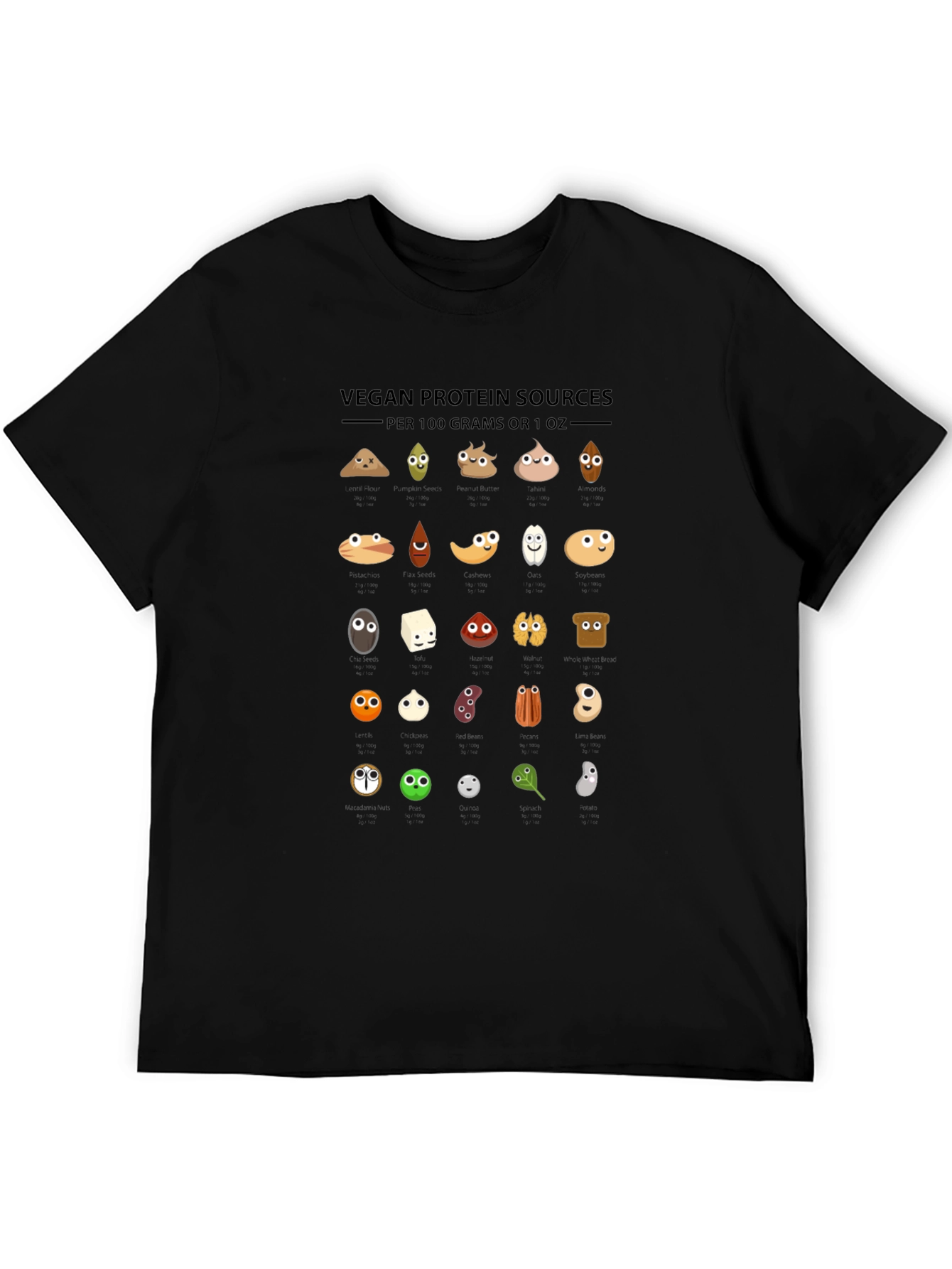 Vegan Protein Sources T-Shirt - Funny Nutrition Tee