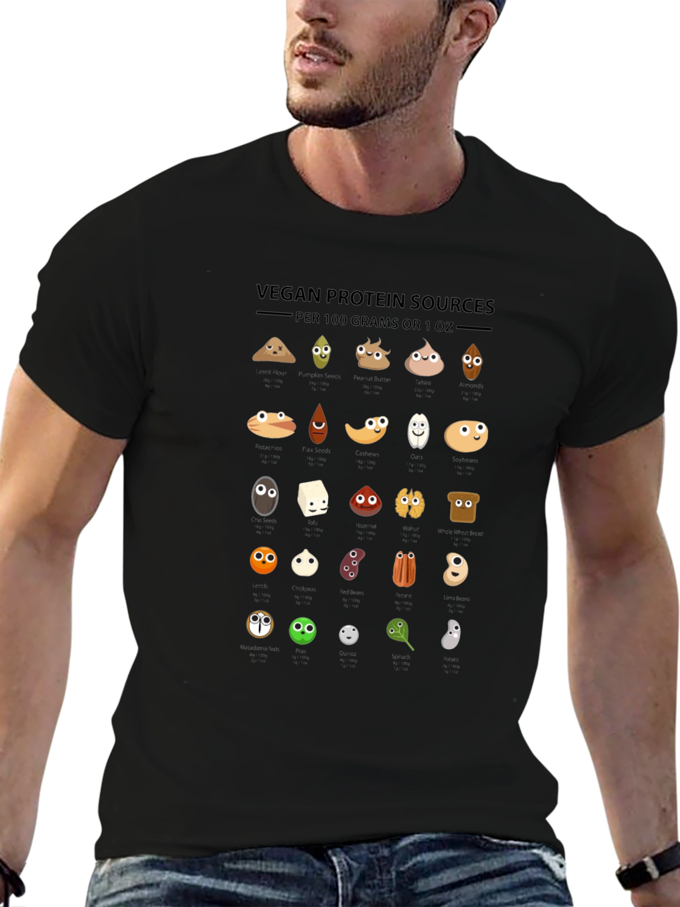 Vegan Protein Sources T-Shirt - Funny Nutrition Tee