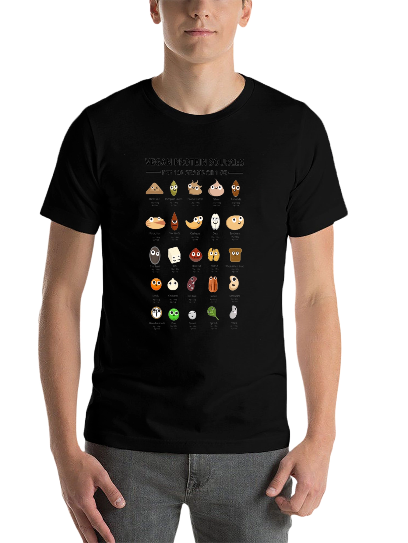 Vegan Protein Sources T-Shirt - Funny Nutrition Tee