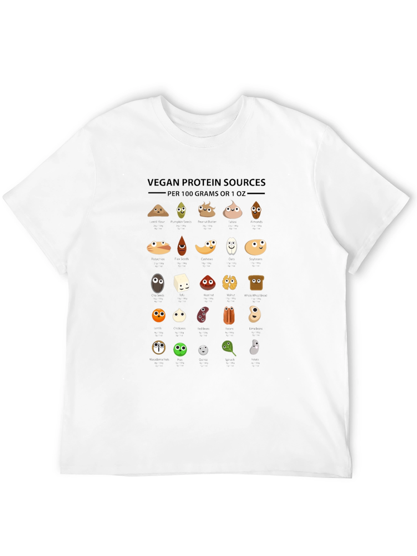 Vegan Protein Sources T-Shirt - Funny Nutrition Tee
