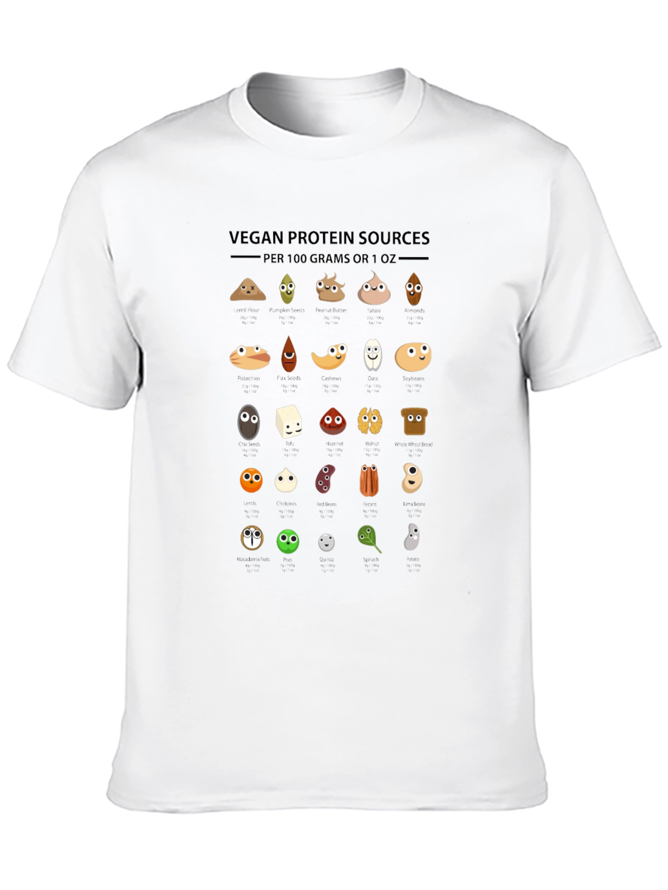 Vegan Protein Sources T-Shirt - Funny Nutrition Tee