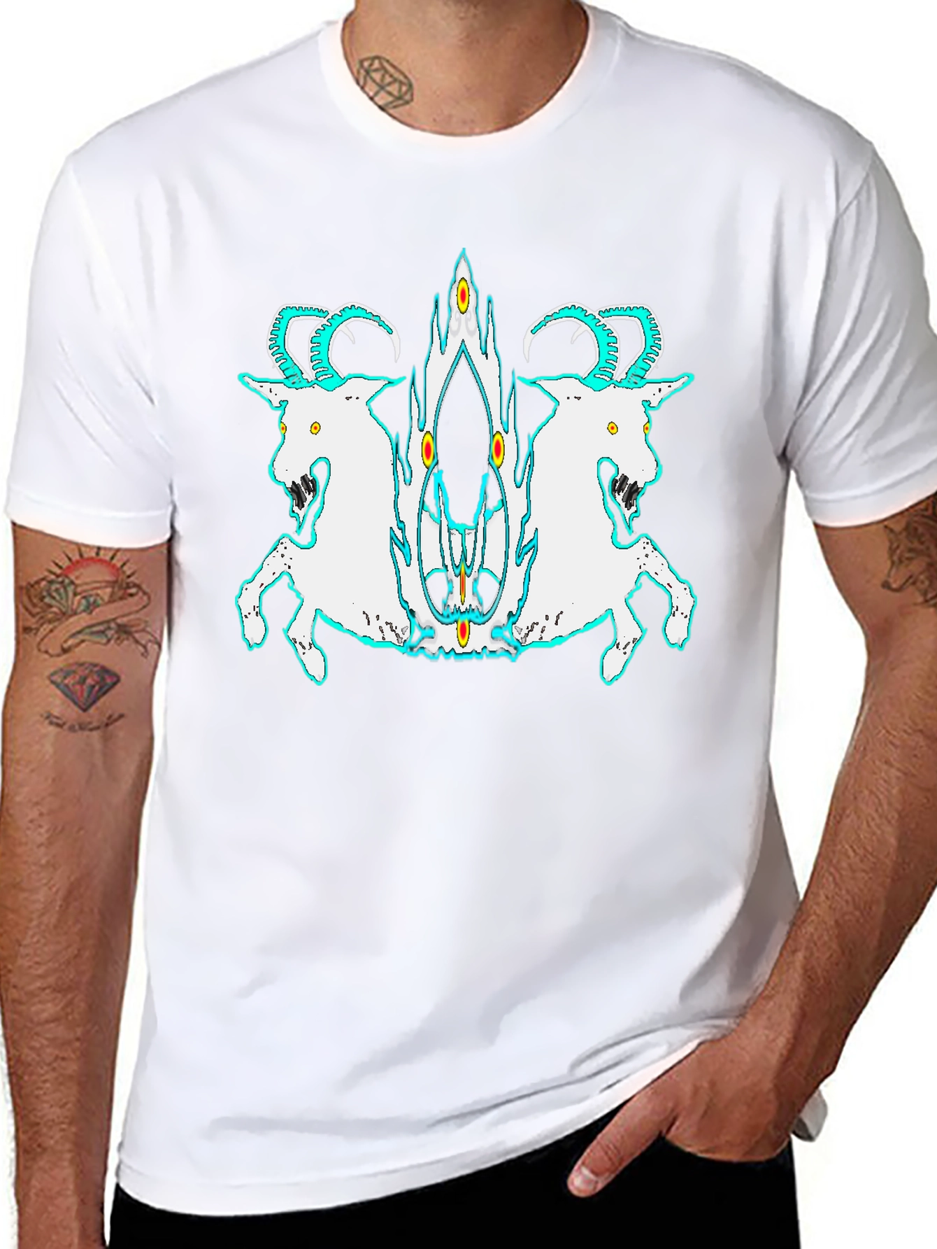 Black T-Shirt with Goat Design