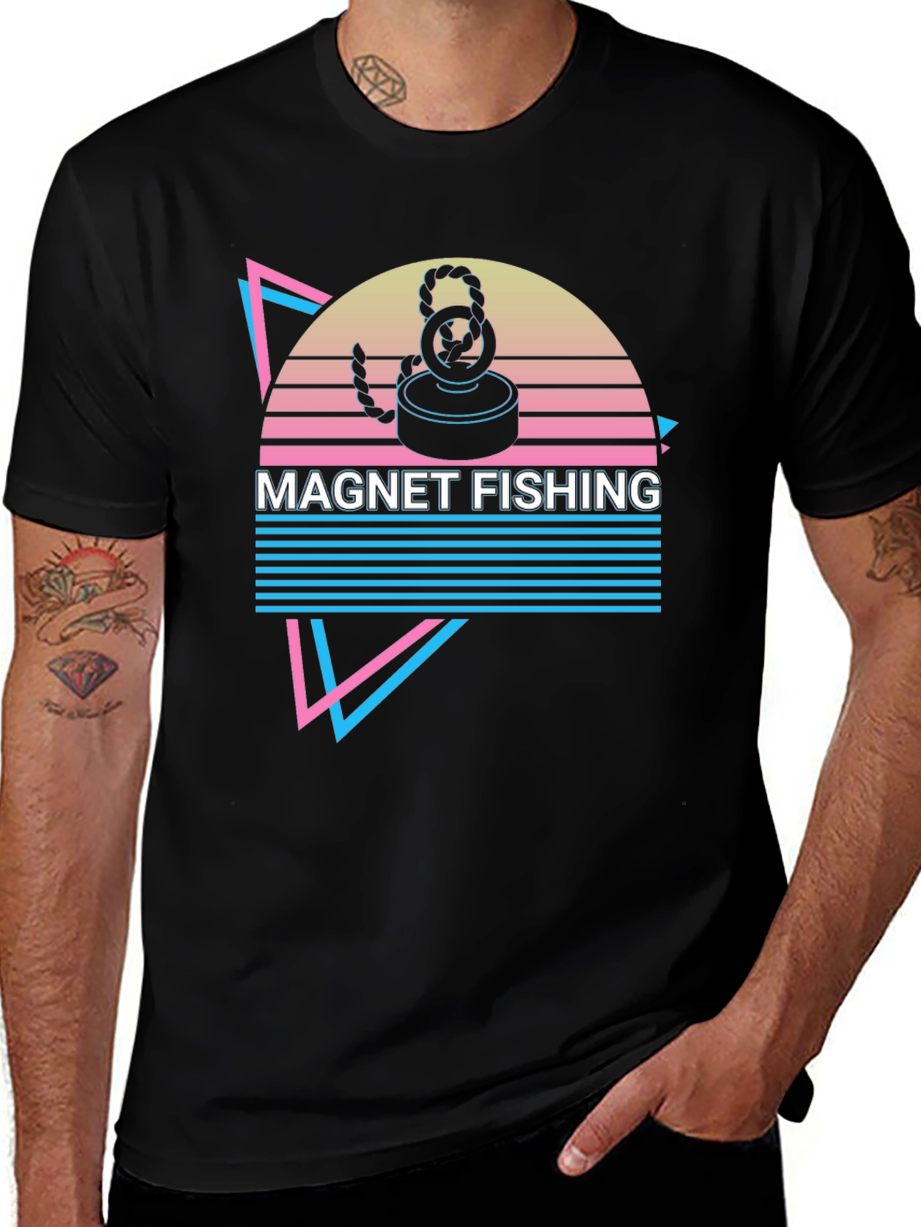 Magnet Fishing Retro T-Shirt Cool Hobby Tee