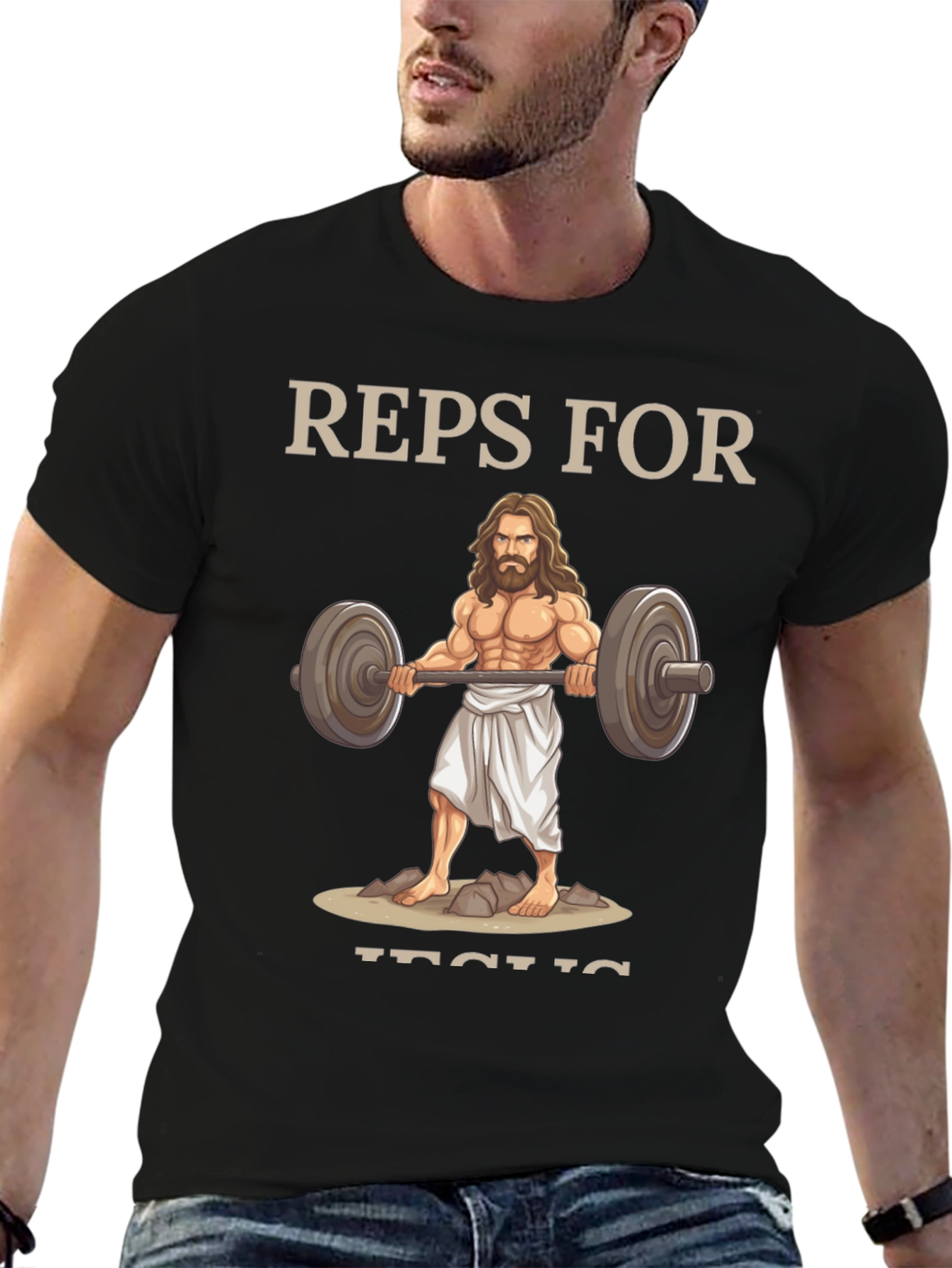 Reps For Jesus T-Shirt | Weightlifting Christian Tee