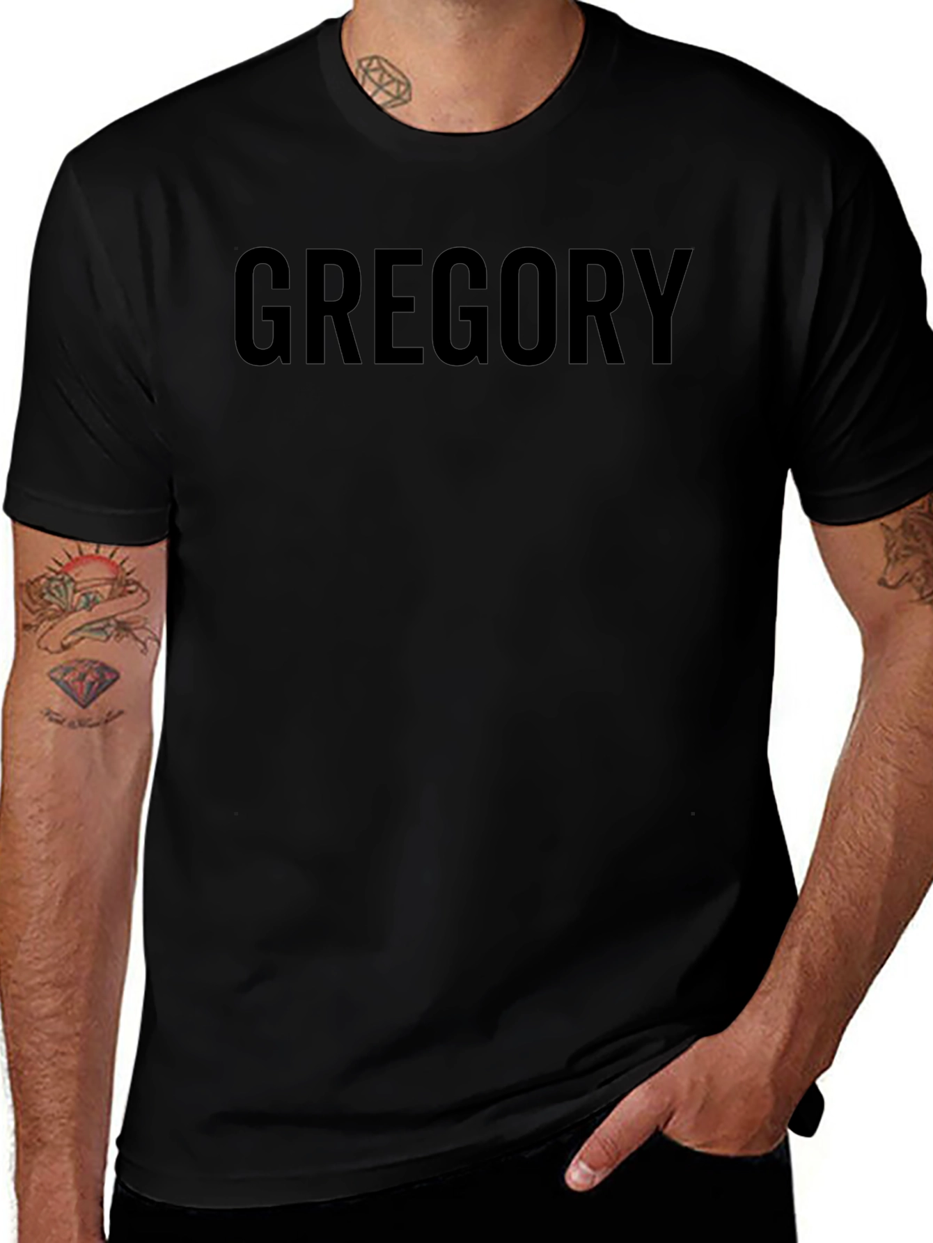 Gregory Black Cotton Crew Neck T-Shirt