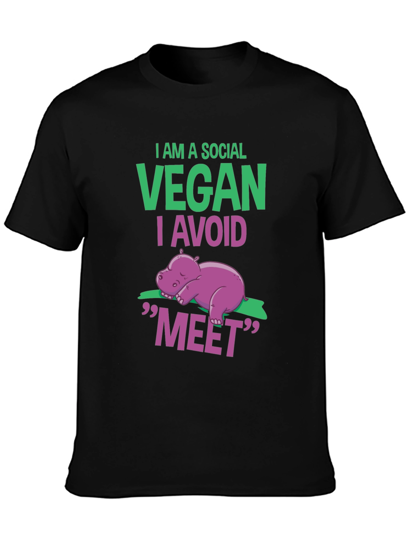 Social Vegan T-Shirt - Avoid Meet Funny Animal Tee