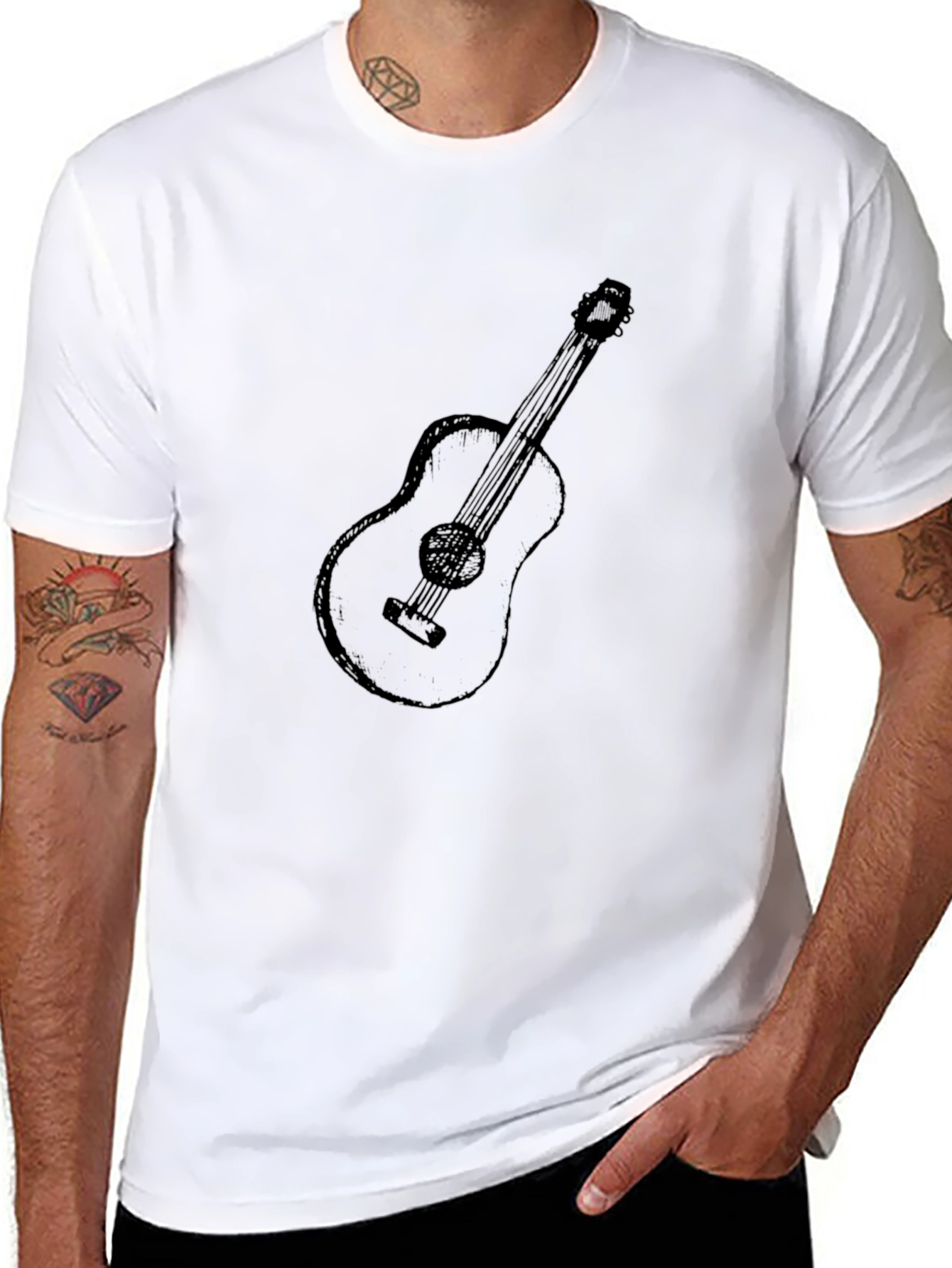 Guitar Graphic Black T-Shirt | Classic Tee